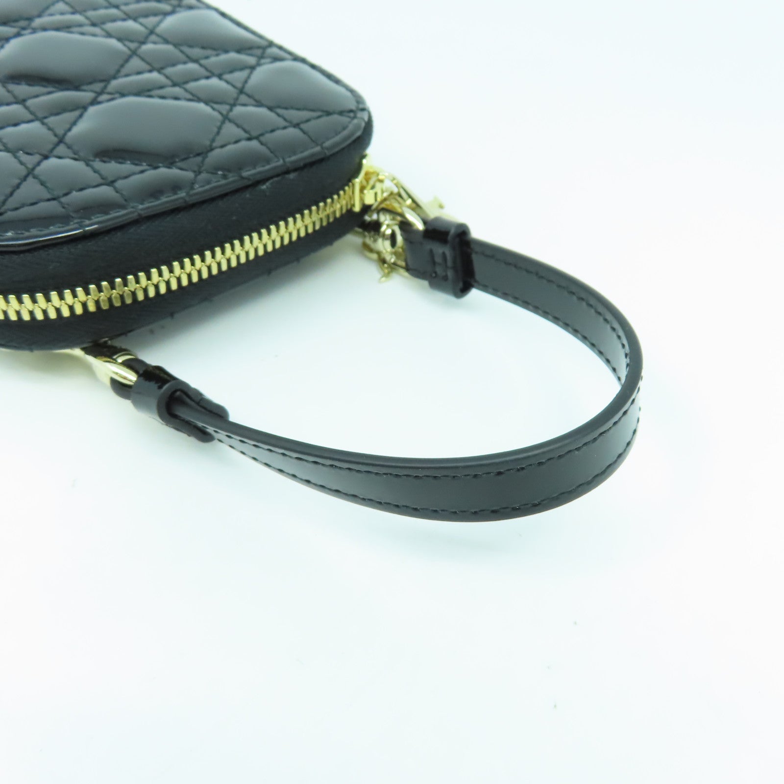 Dior 【清倉大減價】漆皮皮革Phone Holder金扣鏈帶肩背袋黑色