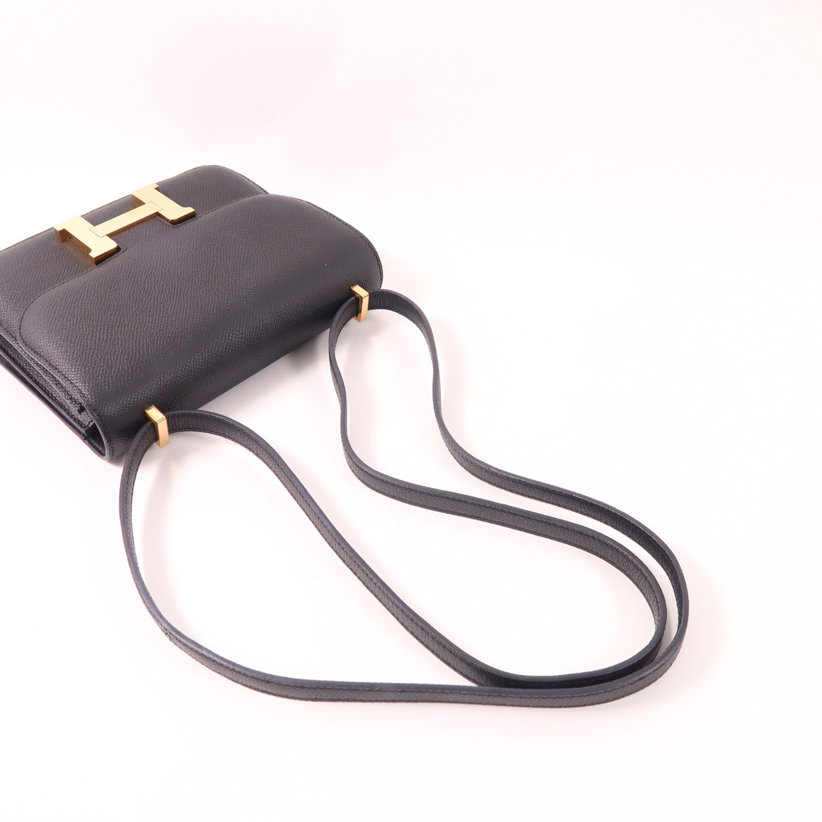 HERMES Epsom皮革Constance Mini金扣肩背袋89 Noir