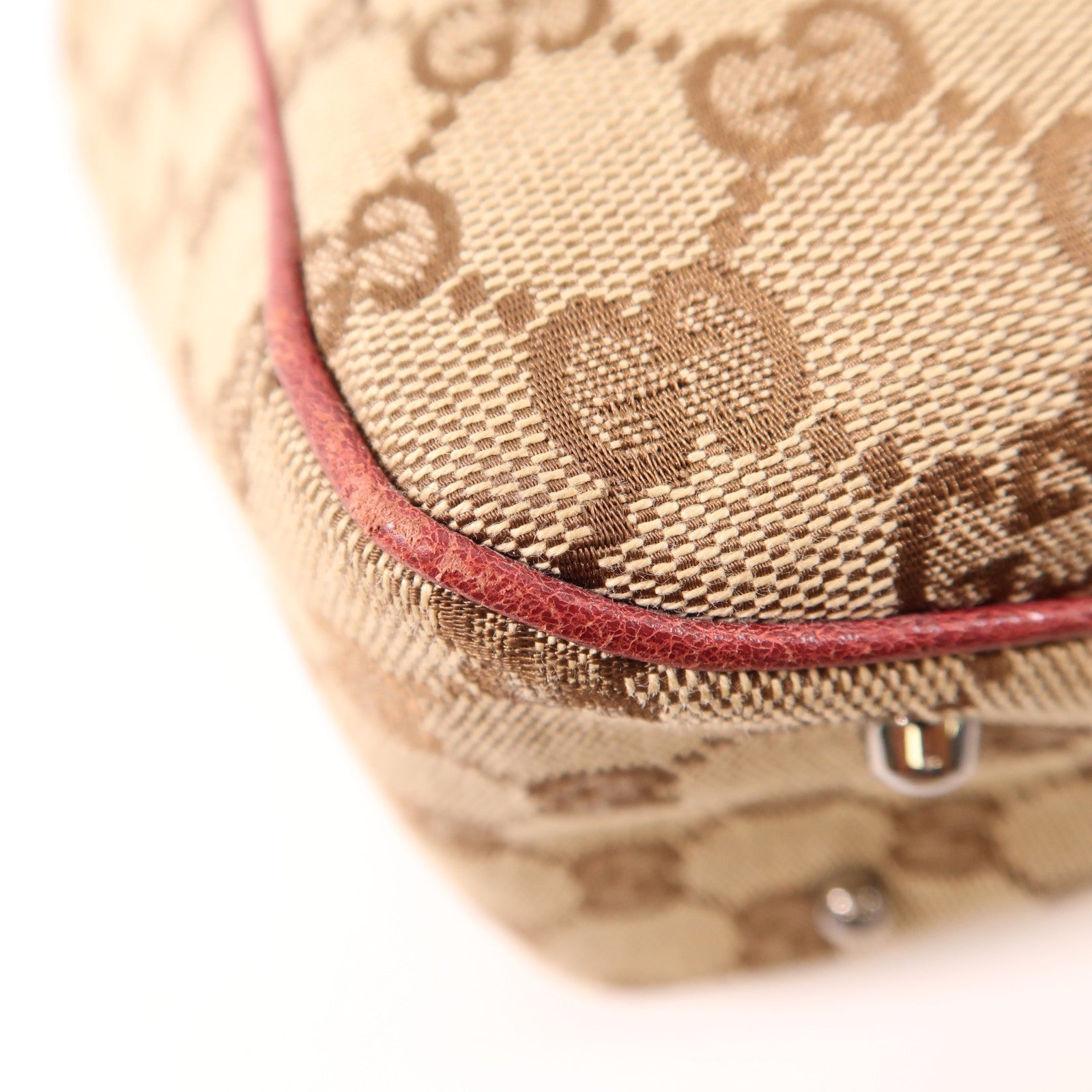 GUCCI 帆布Tote Bag銀扣手挽袋棕色