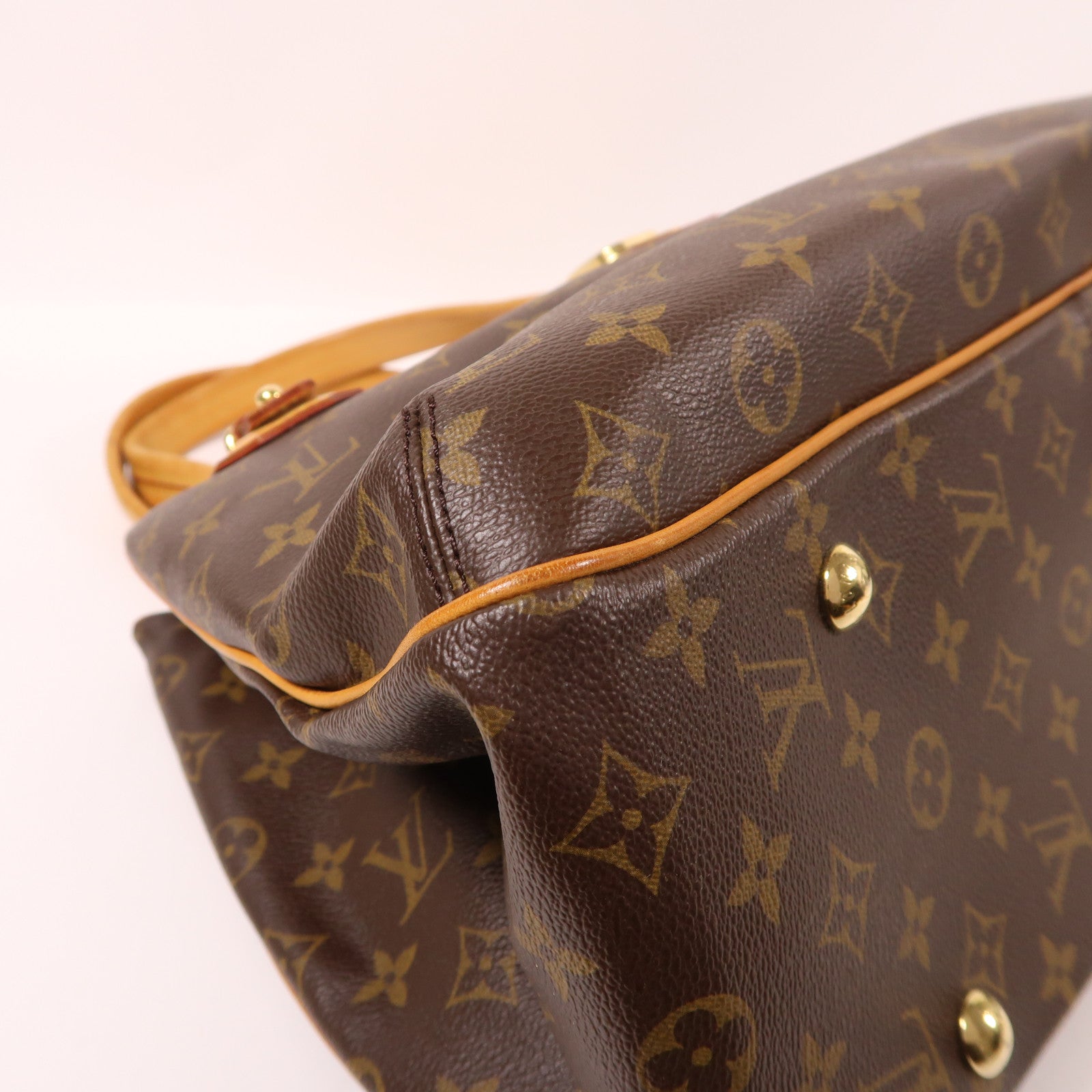 LOUIS VUITTON Monogram Griet金扣手挽袋棕色