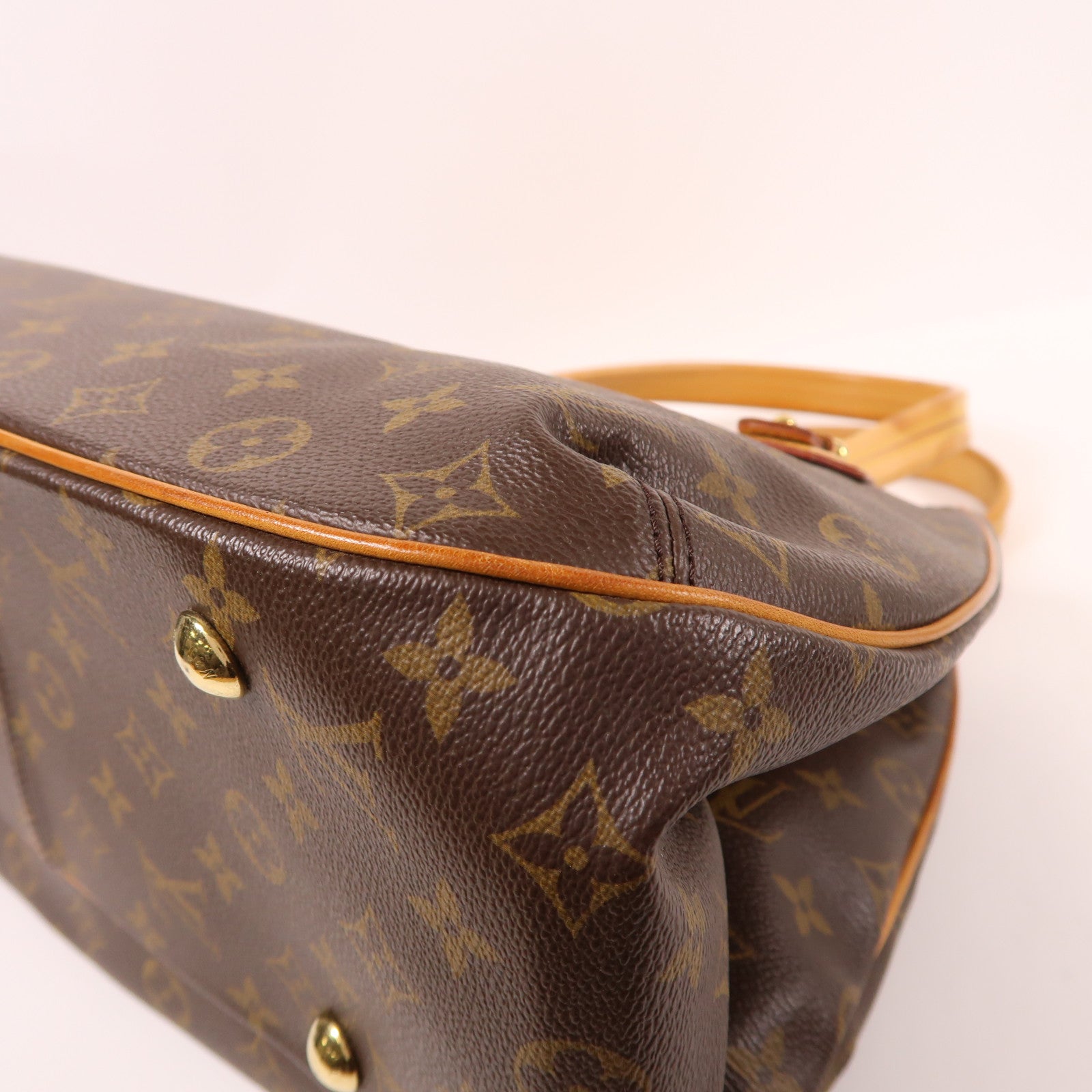 LOUIS VUITTON Monogram Griet金扣手挽袋棕色