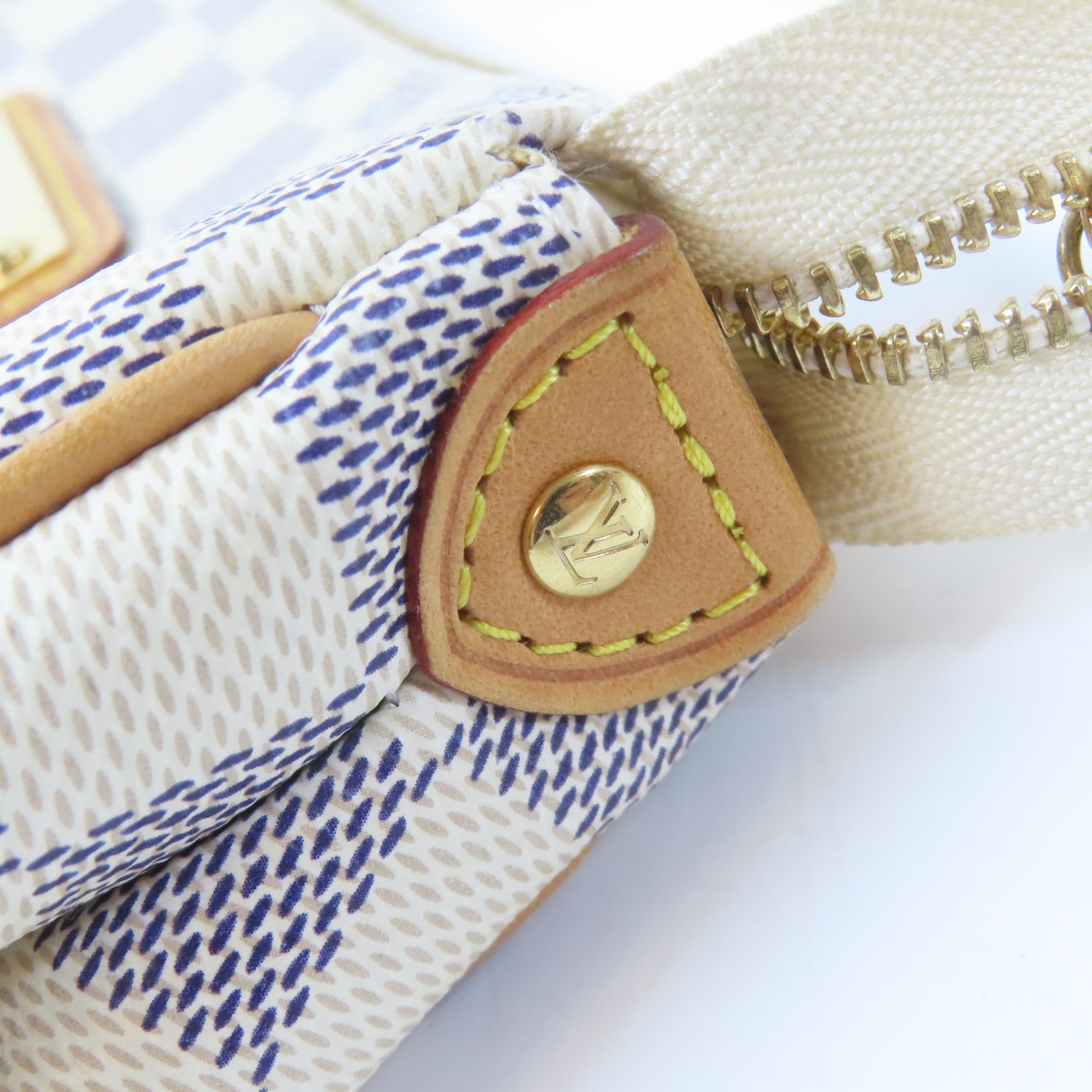 LOUIS VUITTON Damier Azur Eva金扣手挽肩背兩用袋白色
