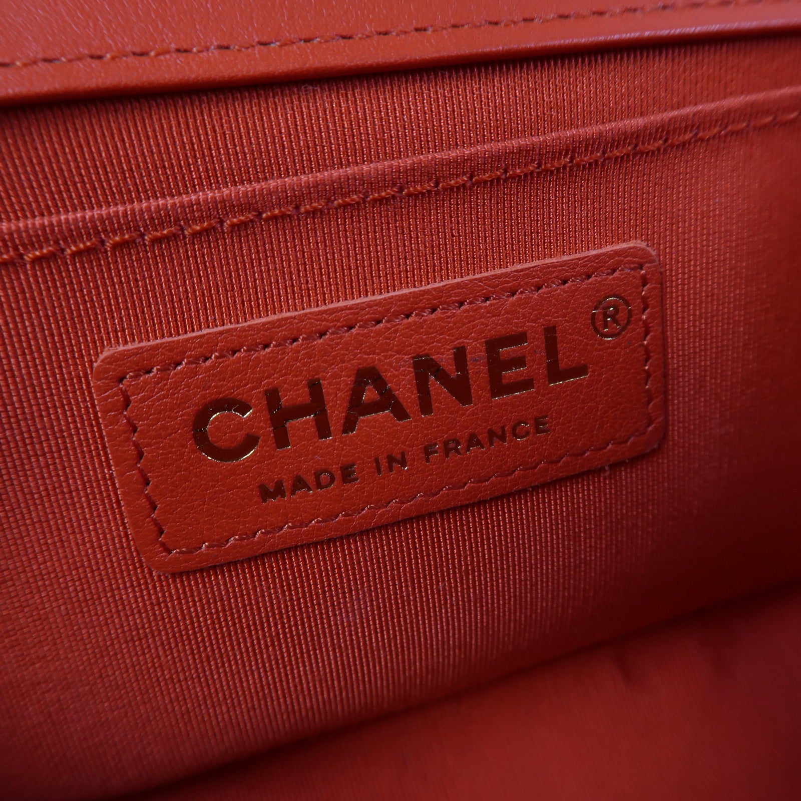 CHANEL 【激減優惠】斜紋羊皮皮革Boy Chanel金扣鏈帶肩背袋紅色