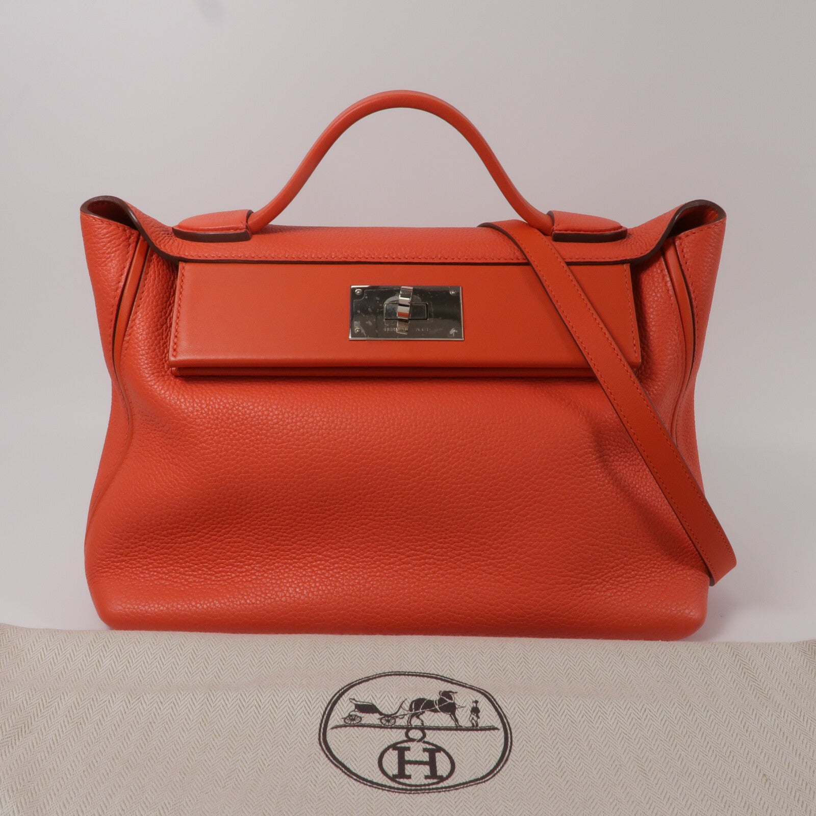 HERMES Clemence皮革24/24 29cm手挽肩背兩用袋Capucine