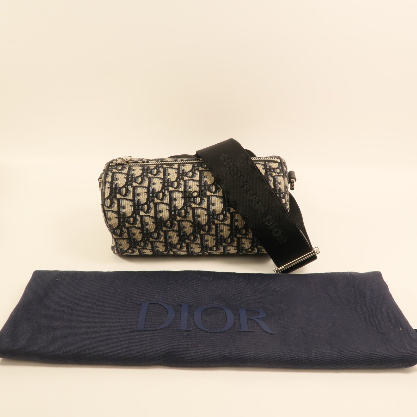 Dior 帆布Roller Messenger Bag銀扣肩背袋