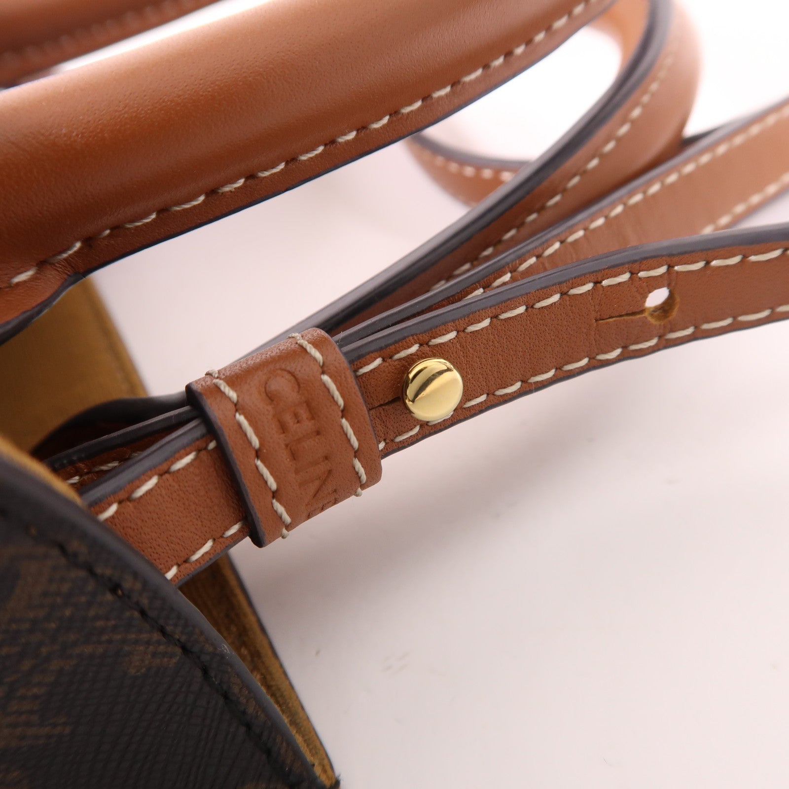 CELINE 塗層帆布Mini Vertical Cabas金扣手挽肩背兩用袋