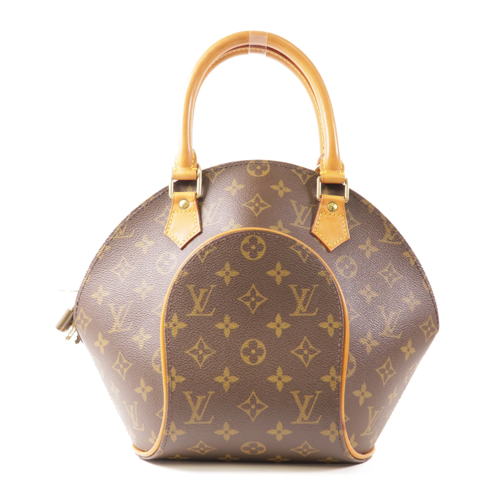 LOUIS VUITTON Monogram Ellipse PM金扣手挽袋棕色