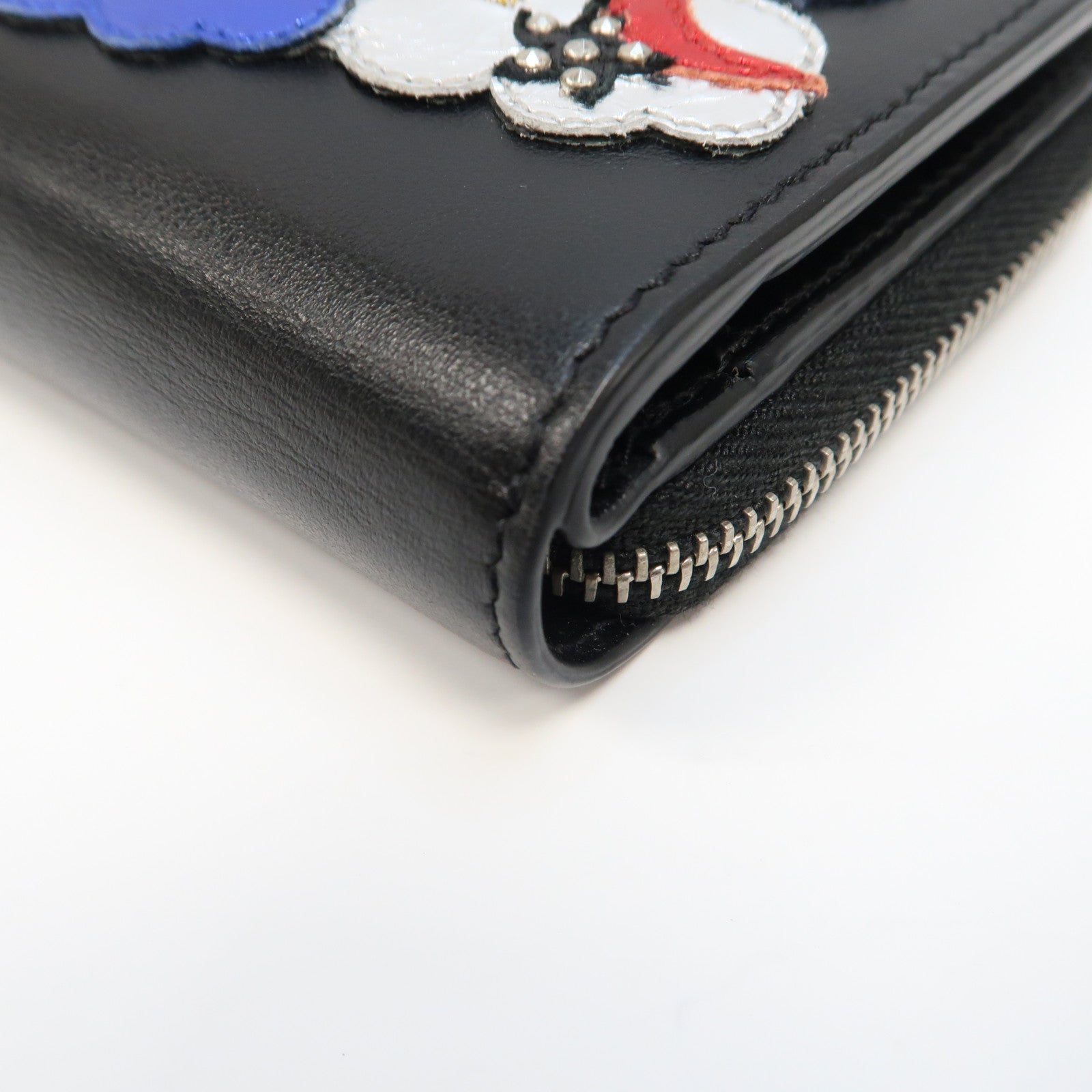 SAINT LAURENT 皮革Wallet銀扣錢包黑色