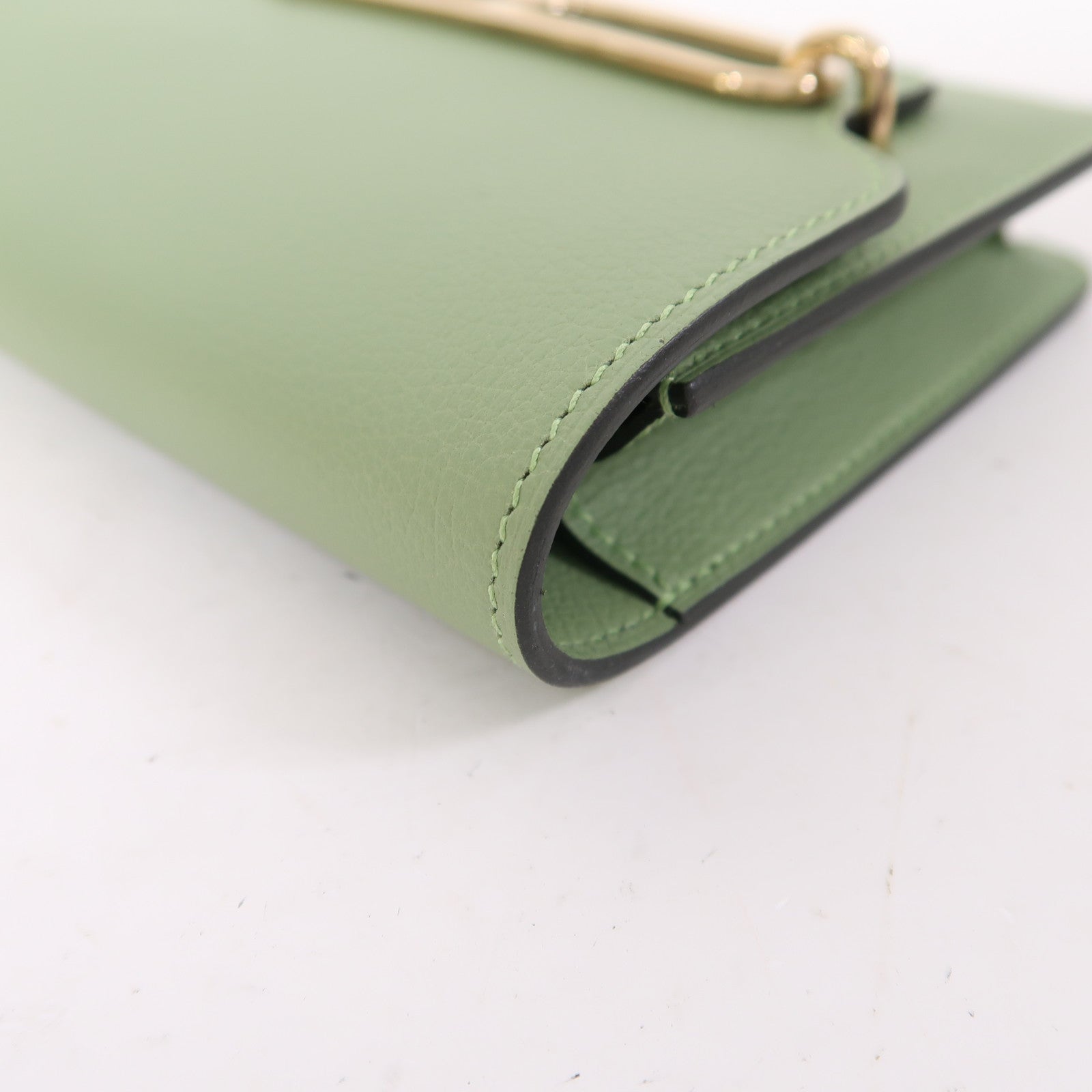 HERMES 【激減優惠】Evercolor皮革Roulis Slim金扣錢包Vert Criquet綠色