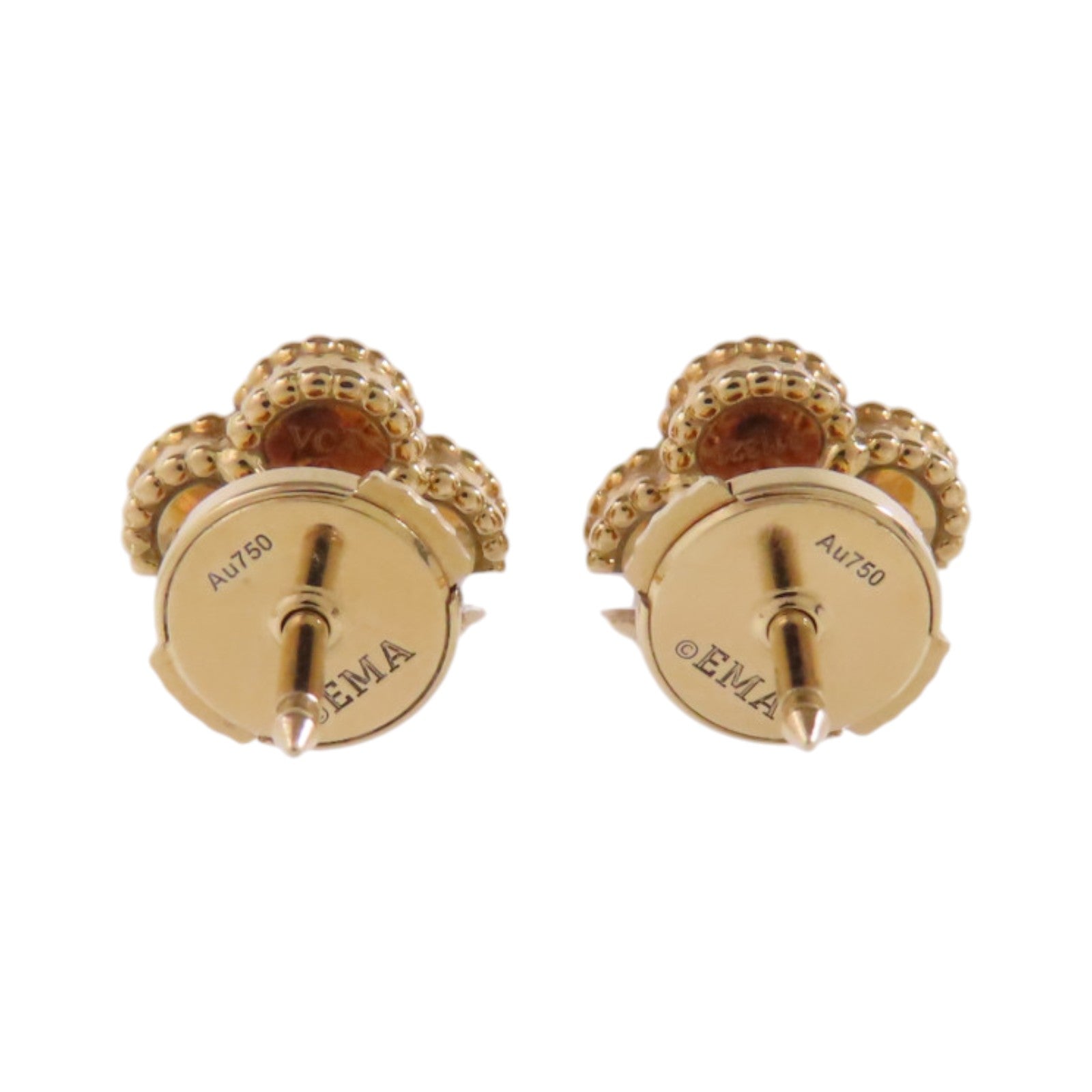 Van Cleef & Arpels 18K玫瑰金Sweet Vintage Alhambra Onyx Earrings金扣縞瑪瑙耳環