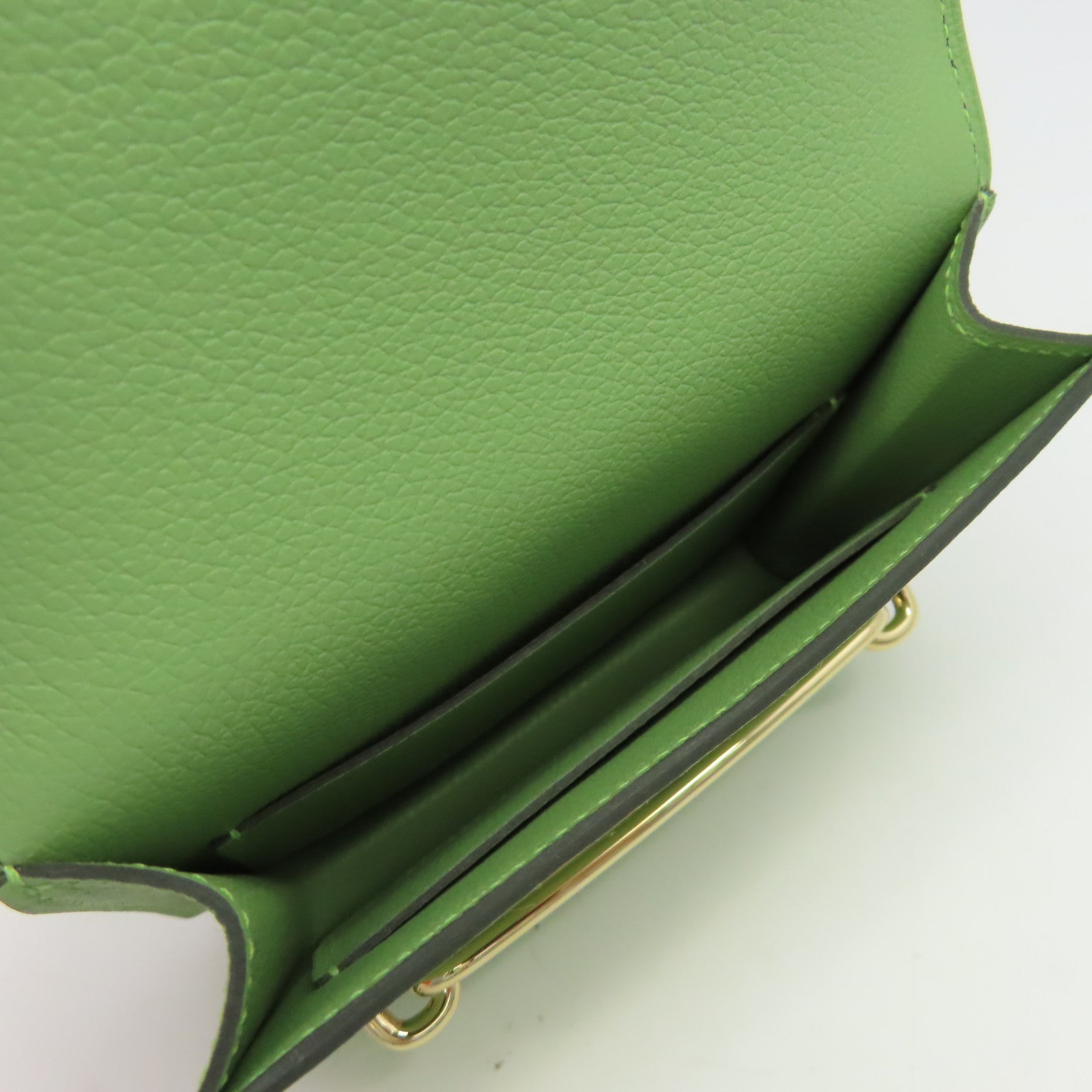 HERMES **【激減優惠】Evercolor皮革Roulis Slim金扣錢包綠色