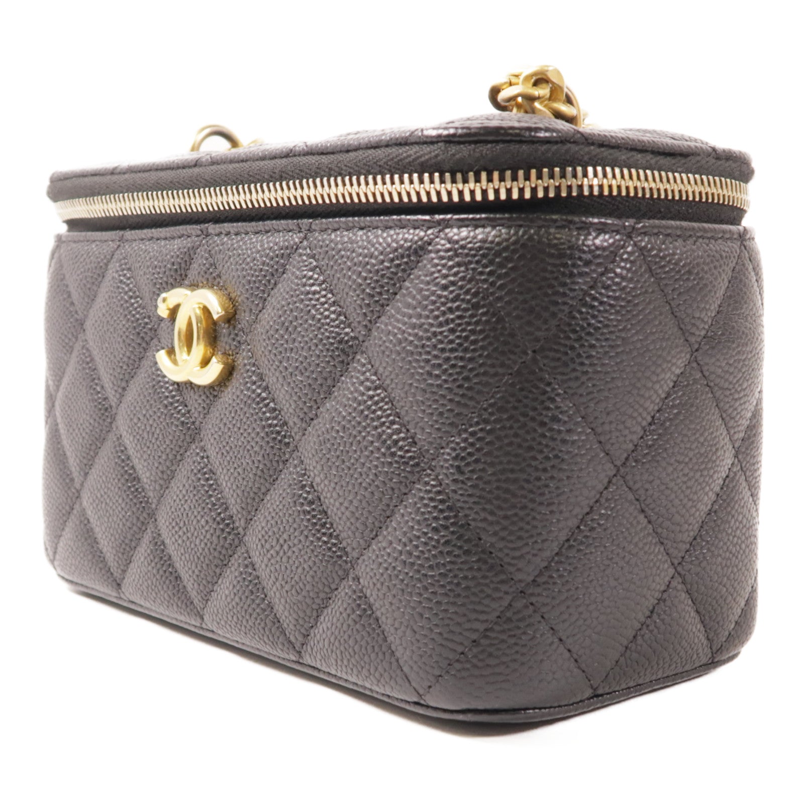 CHANEL 牛皮皮革Vanity Bag金扣鏈帶肩背袋