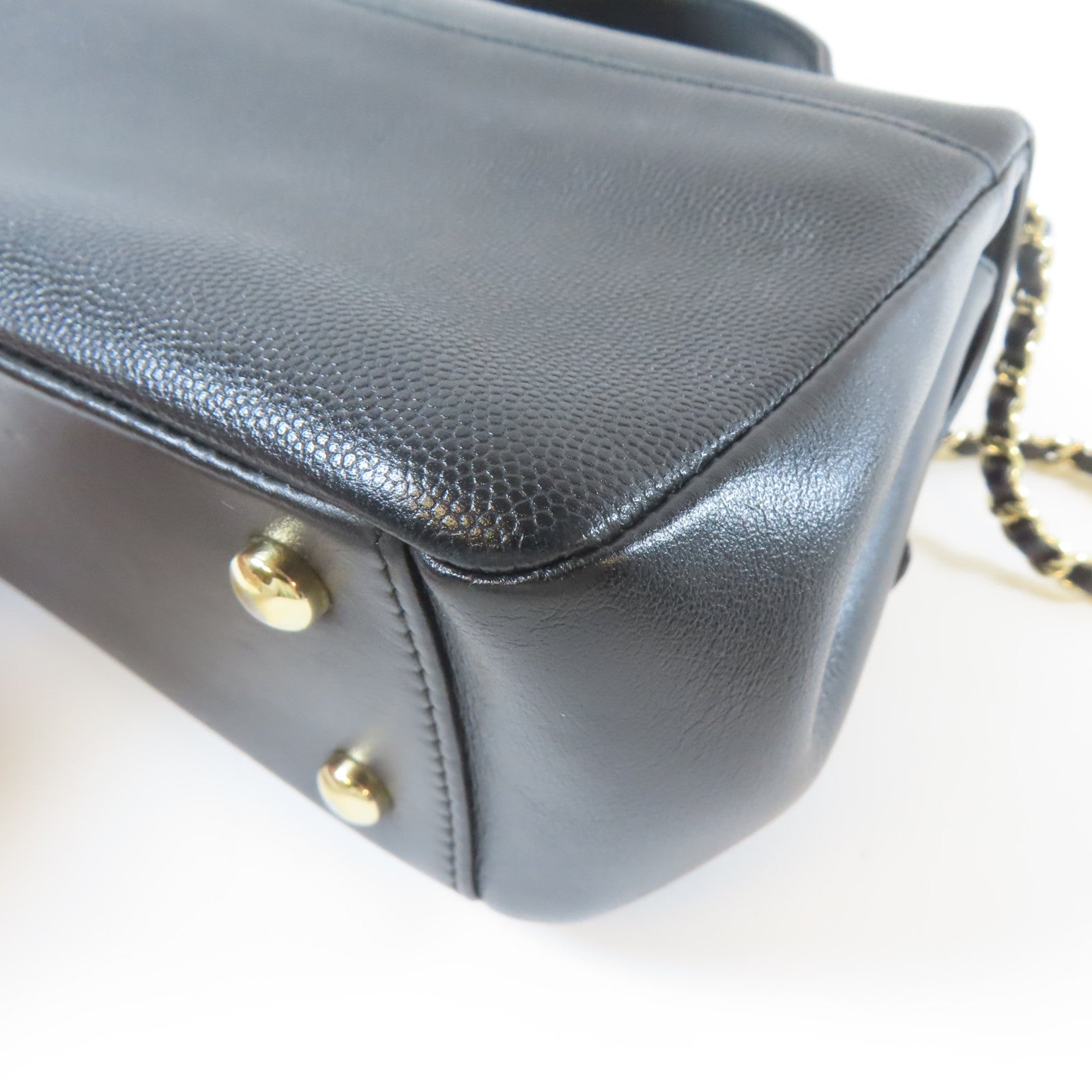 CHANEL 菱格Caviar皮革2 Way Shoulder金扣手挽肩背兩用袋黑色