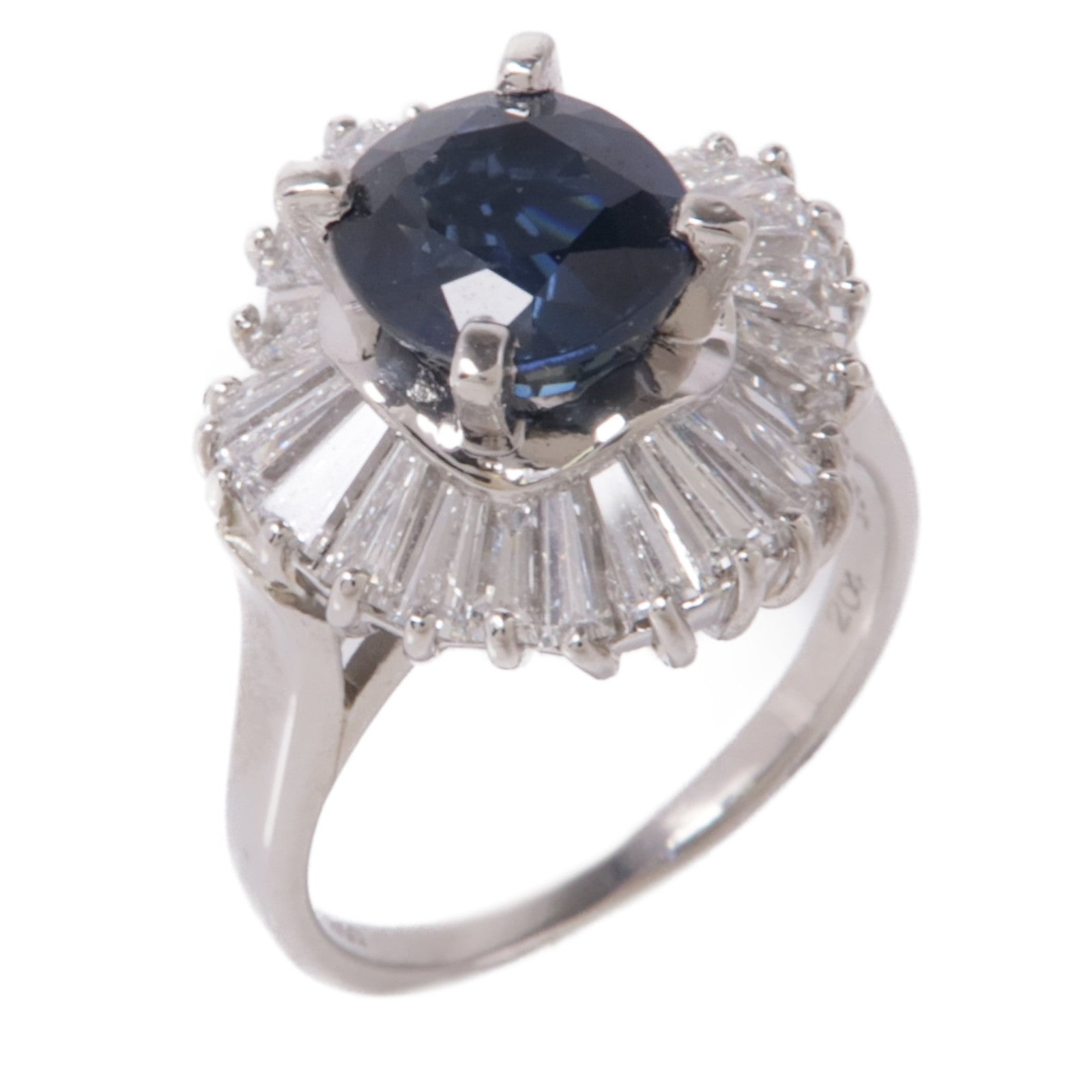JEWELRY PT950鉑金Sapphire/Diamond Ring藍寶石/鑽石戒指US#5.25
