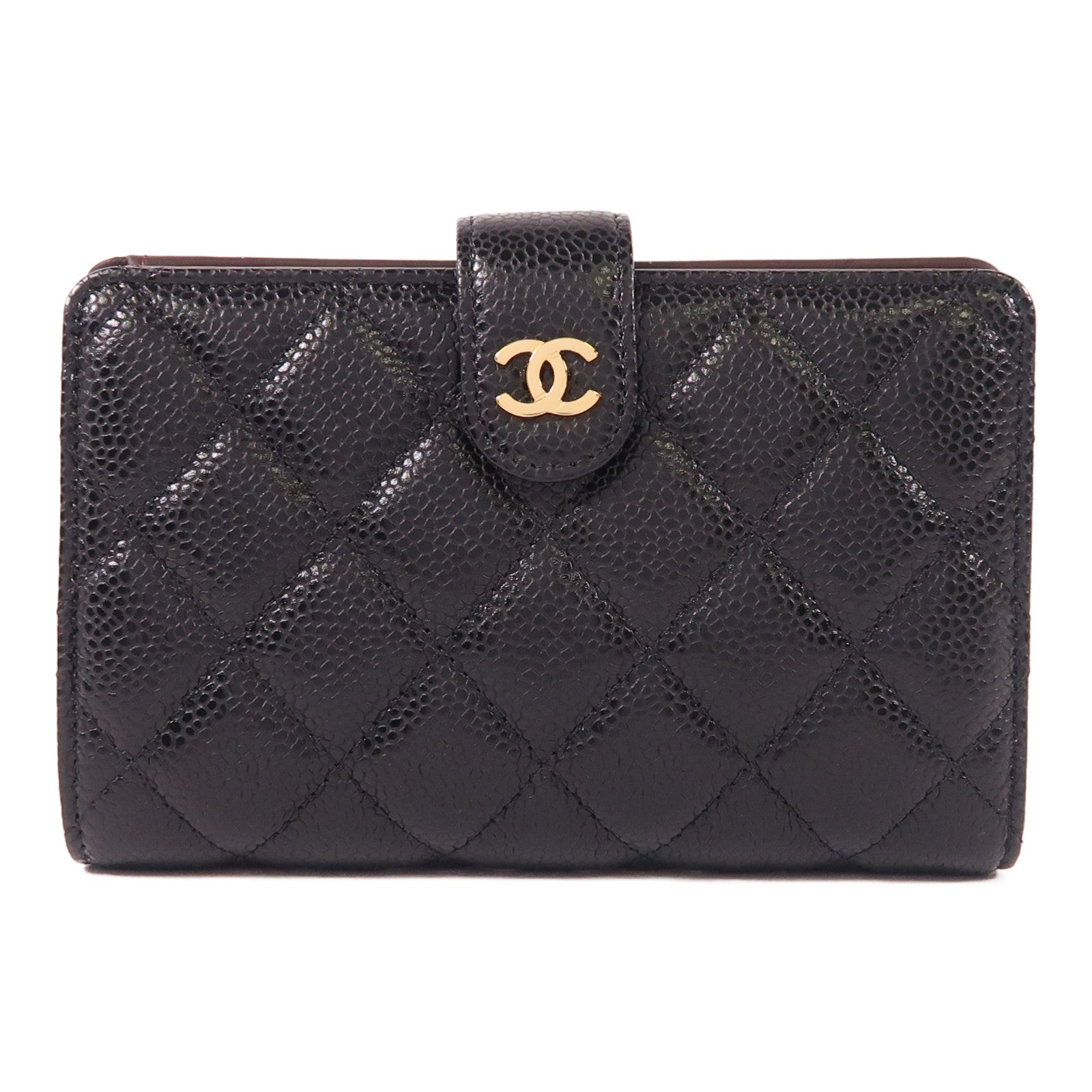 CHANEL 牛皮皮革Fold Wallet金扣錢包