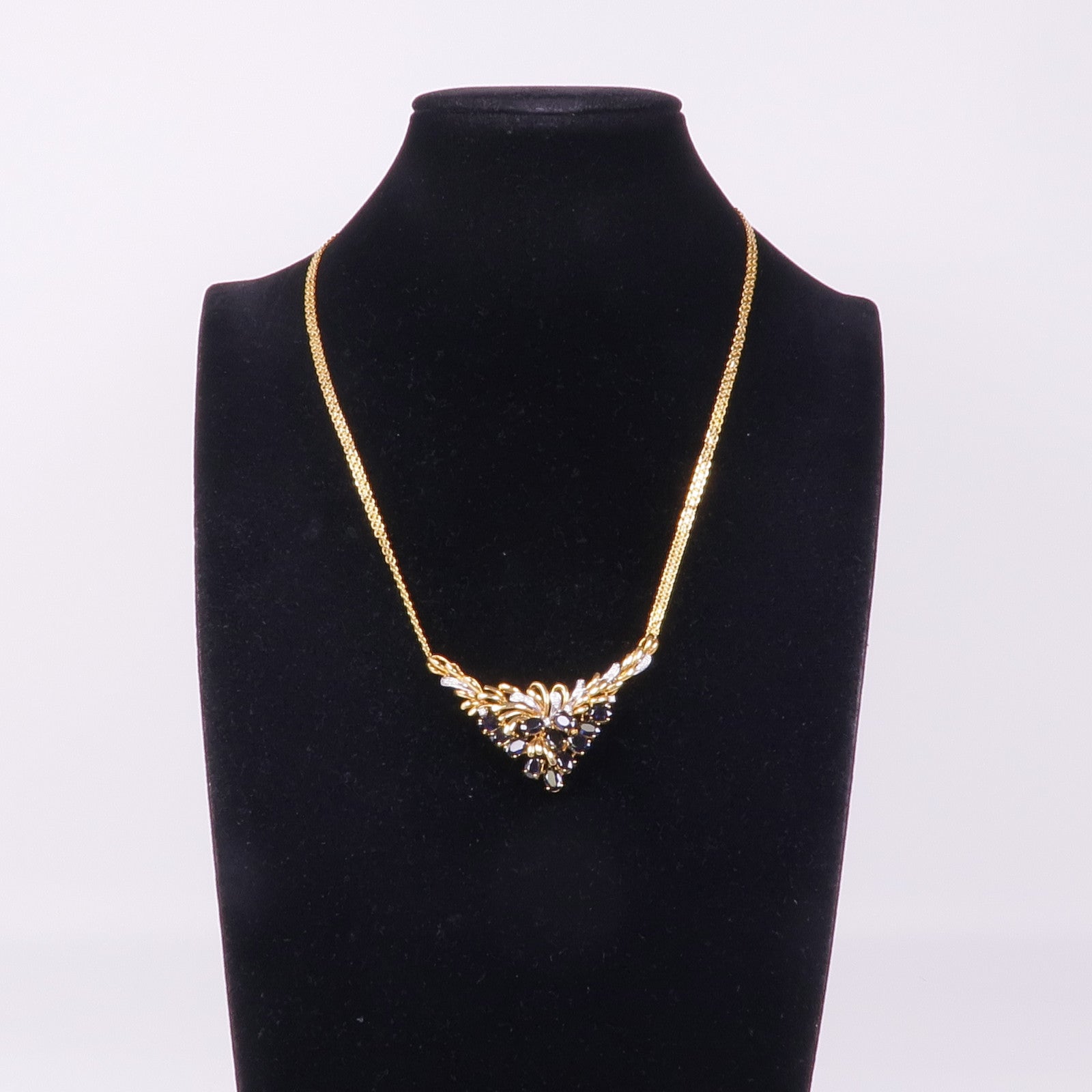 JEWELRY 【激減優惠】18K黃金/白金Sapphire Diamond Necklace藍寶石/鑽石項鍊