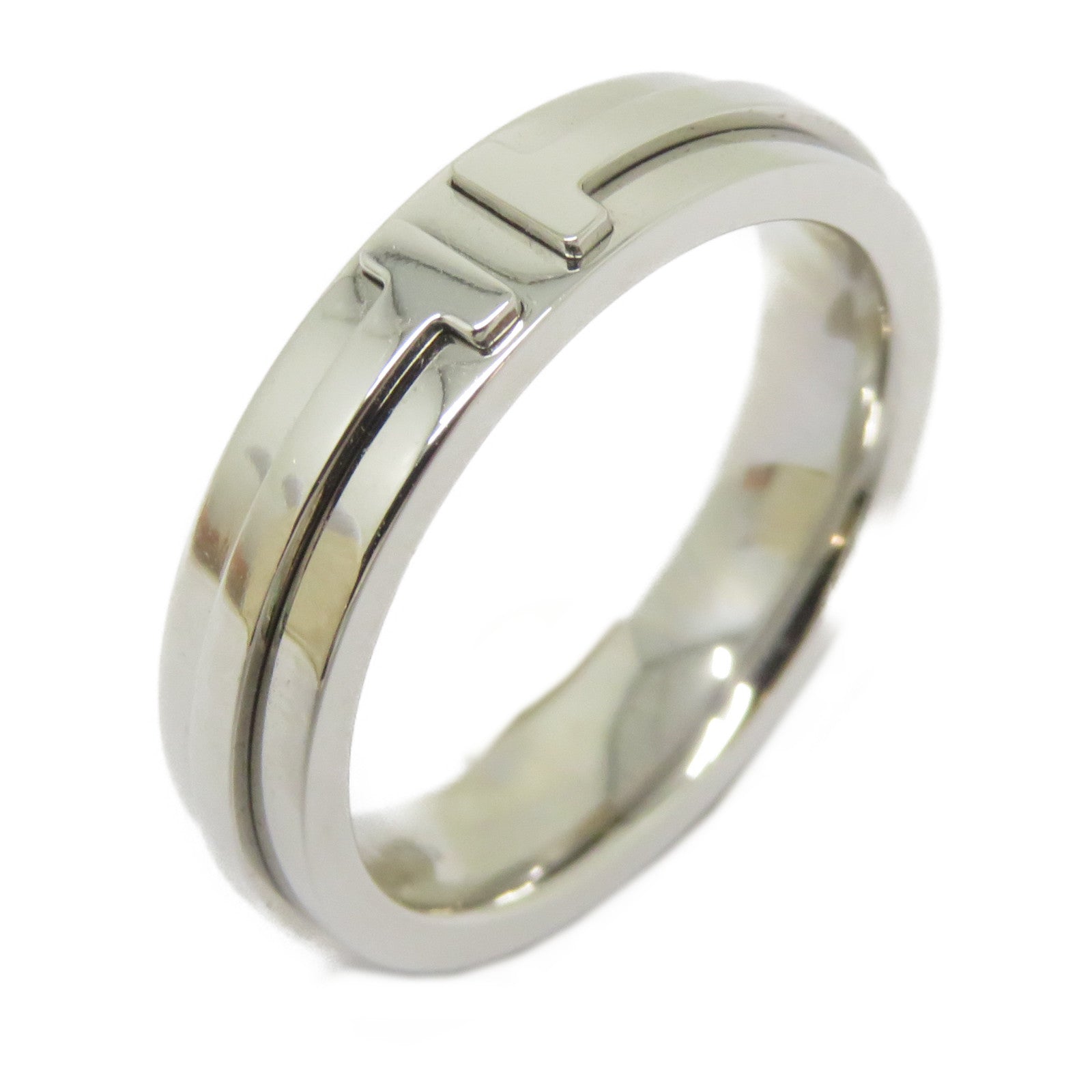TIFFANY＆CO 18K白金T Two Ring戒指Tiffany#53/US#6.25