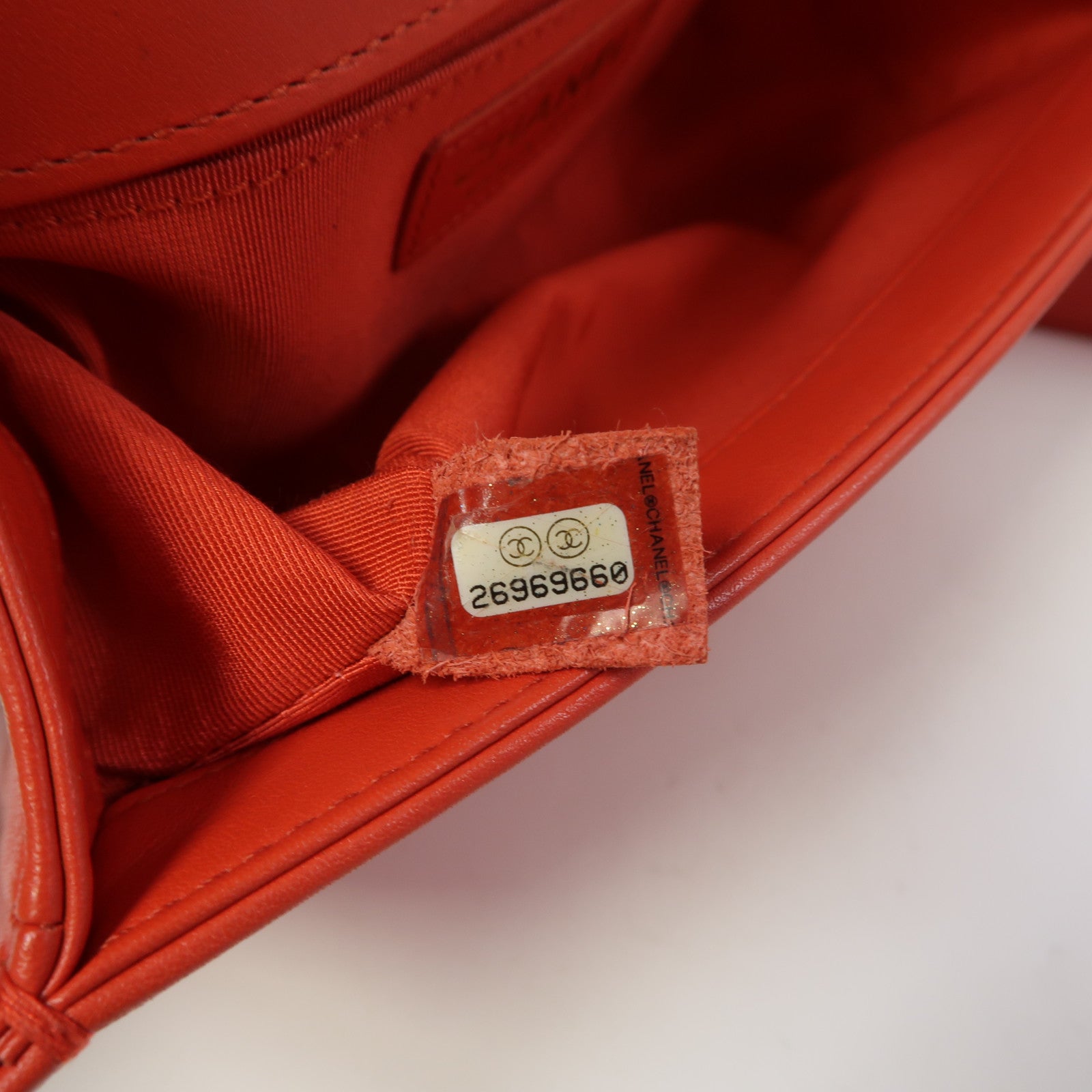 CHANEL 【激減優惠】斜紋羊皮皮革Boy Chanel金扣鏈帶肩背袋紅色