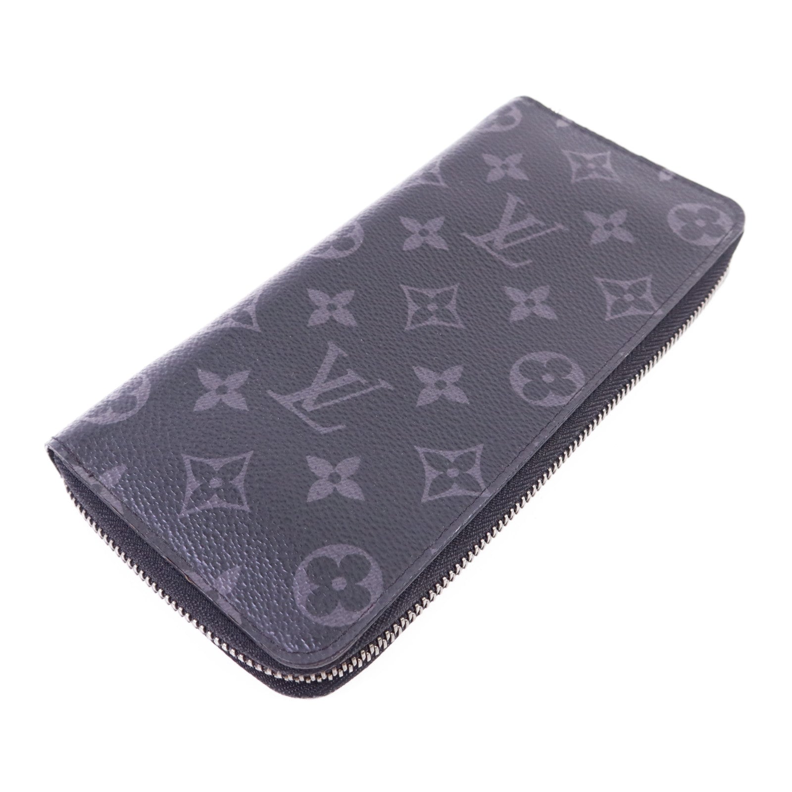 LOUIS VUITTON Monogram EclipseZippy Vertical Wallet銀扣長錢包