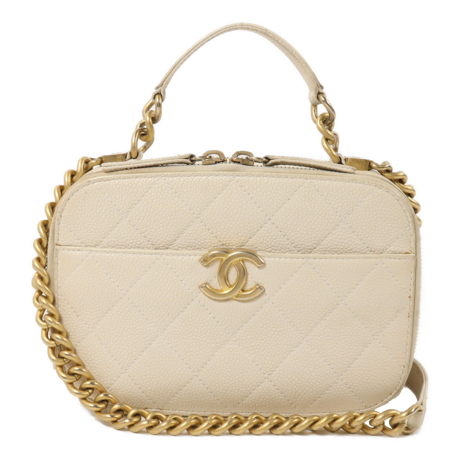 CHANEL 牛皮皮革Camera Case With Top Handle鏈帶手挽肩背兩用袋