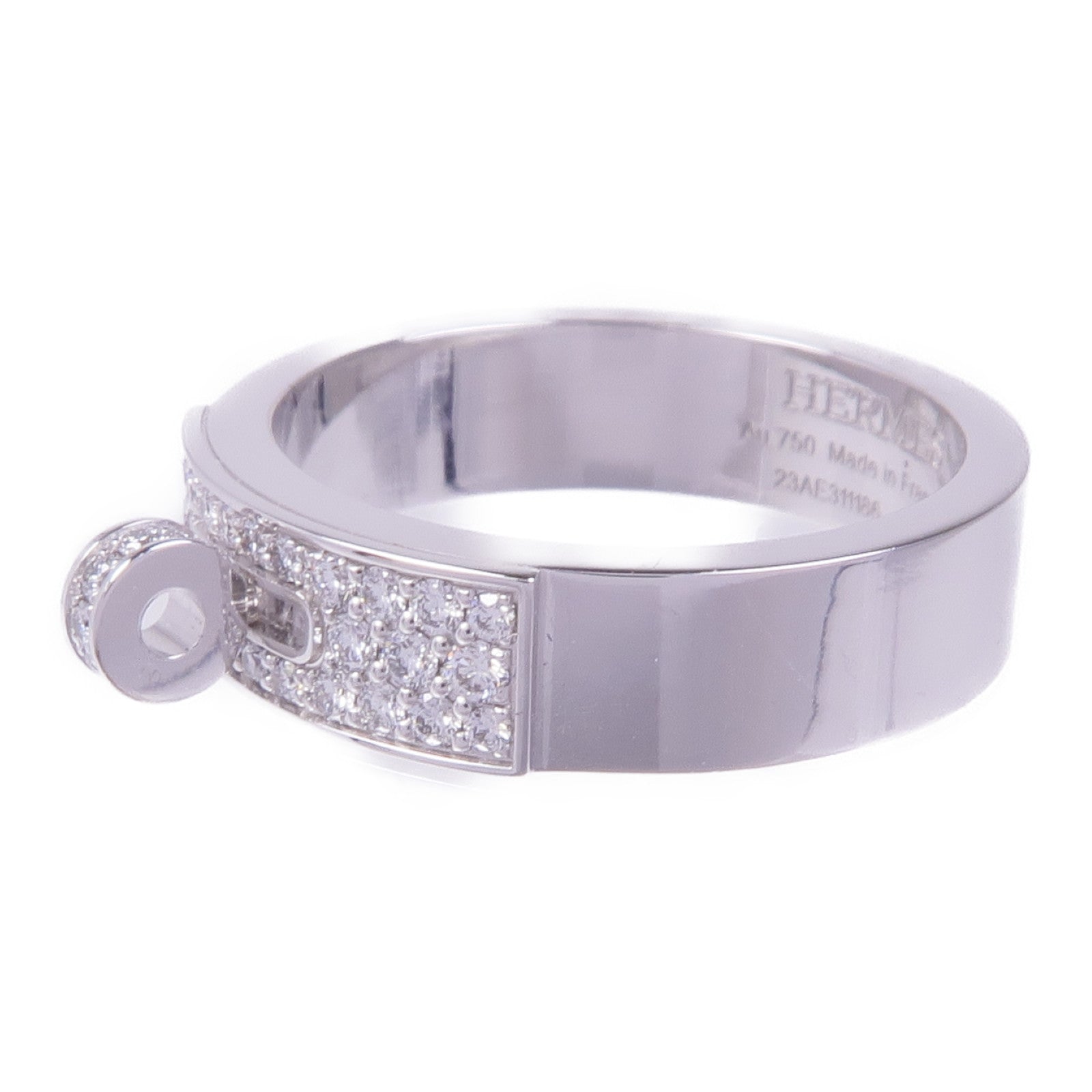 HERMES 18K白金Bague Kelly Ring鑽石戒指Hermes#49/US#4.75