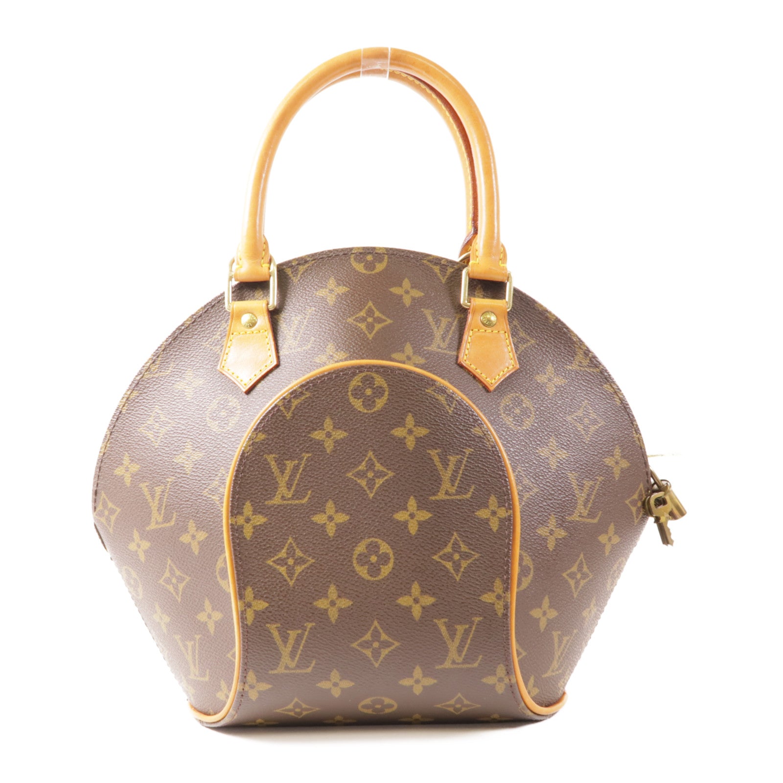 LOUIS VUITTON Monogram Ellipse PM金扣手挽袋棕色