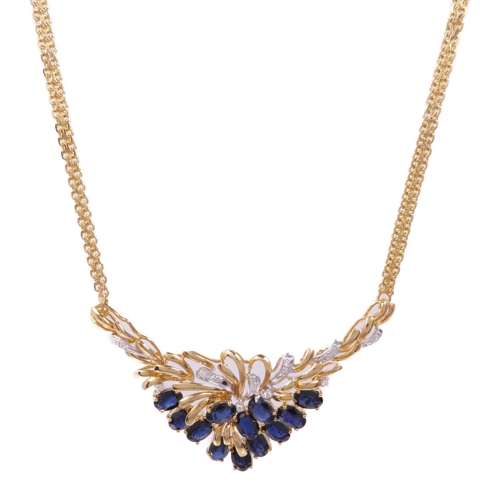 JEWELRY 【激減優惠】18K黃金/白金Sapphire Diamond Necklace藍寶石/鑽石項鍊