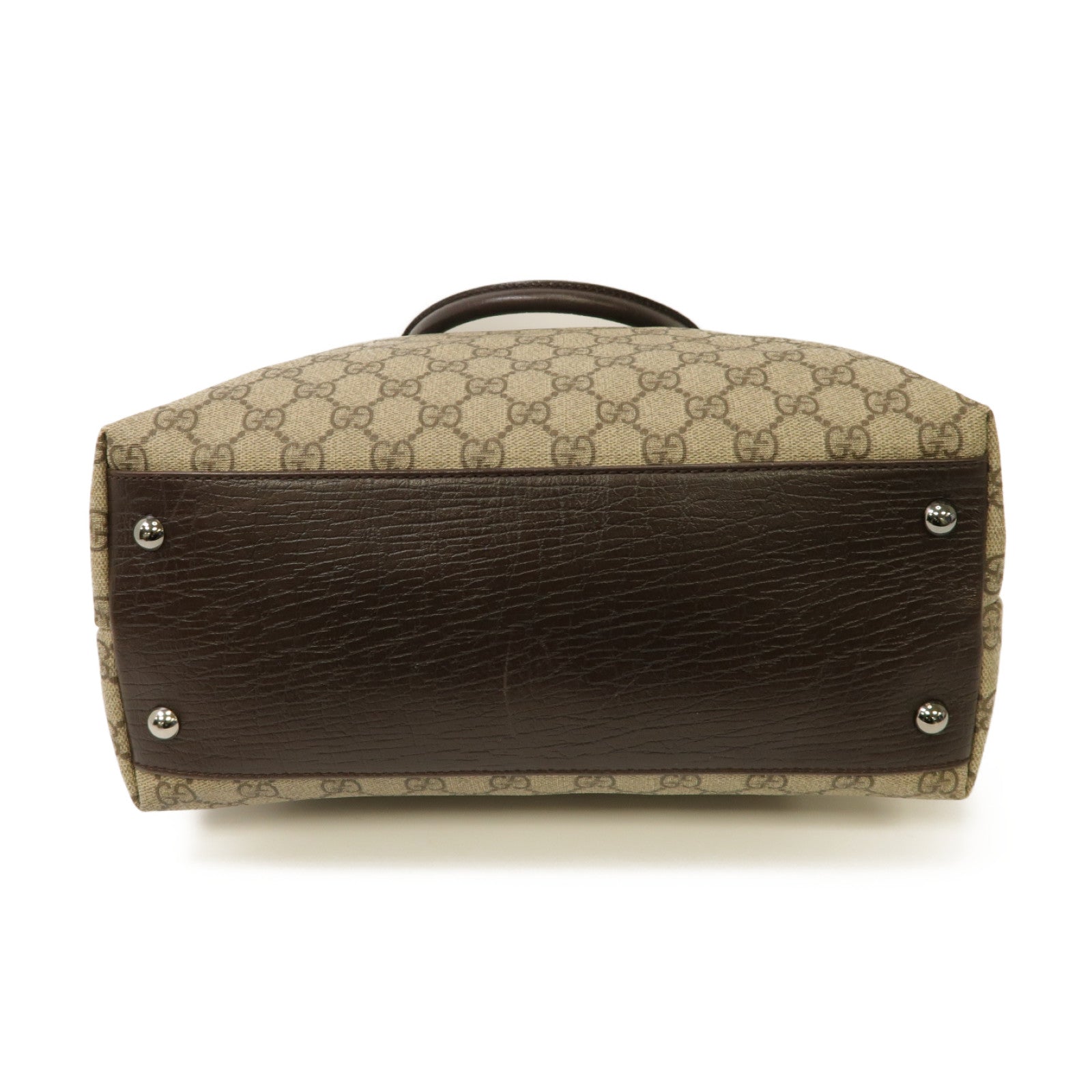 GUCCI 塗層帆布Shoulder Bag銀扣肩背袋卡其色