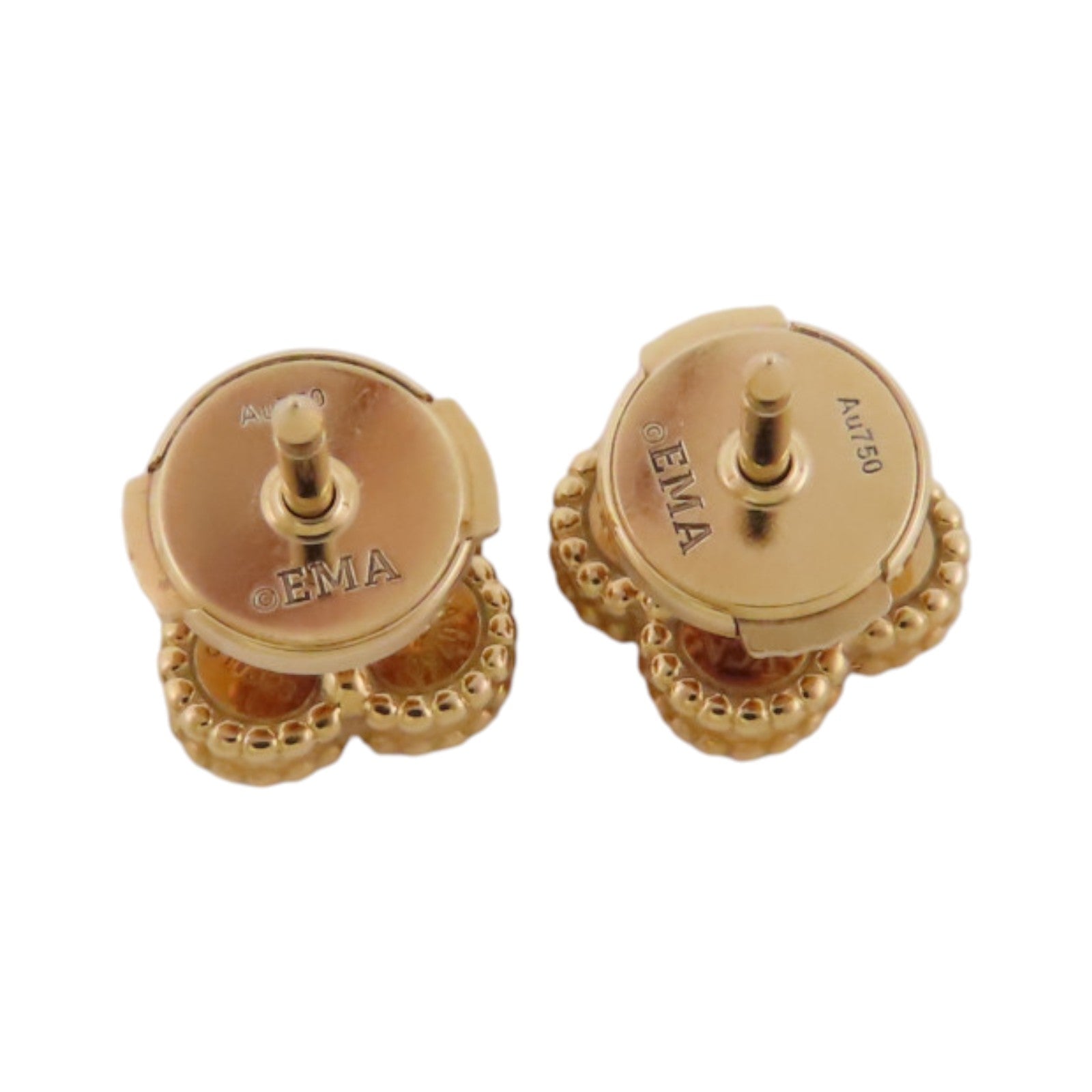 Van Cleef & Arpels 18K玫瑰金Sweet Vintage Alhambra Onyx Earrings金扣縞瑪瑙耳環