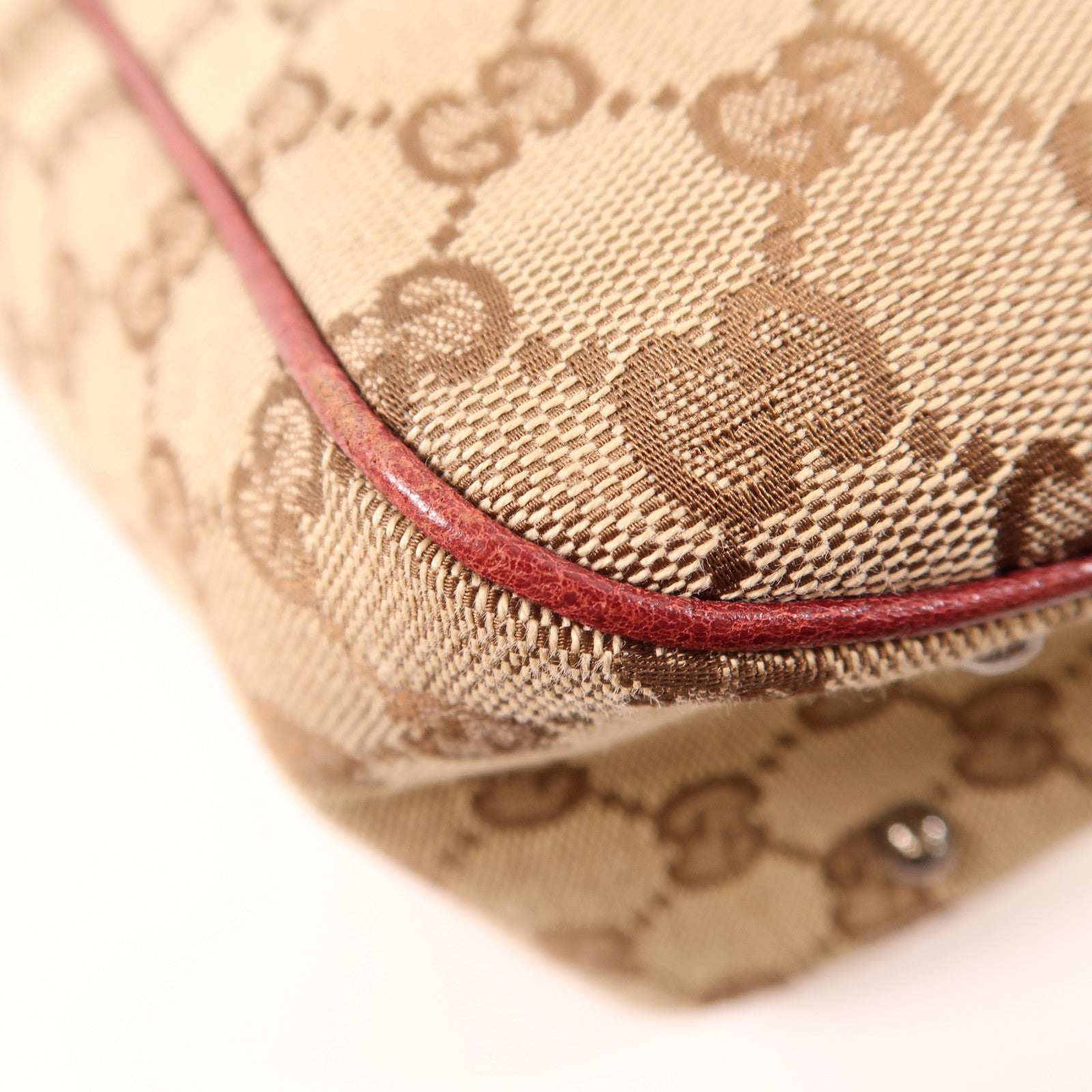 GUCCI 帆布Tote Bag銀扣手挽袋棕色