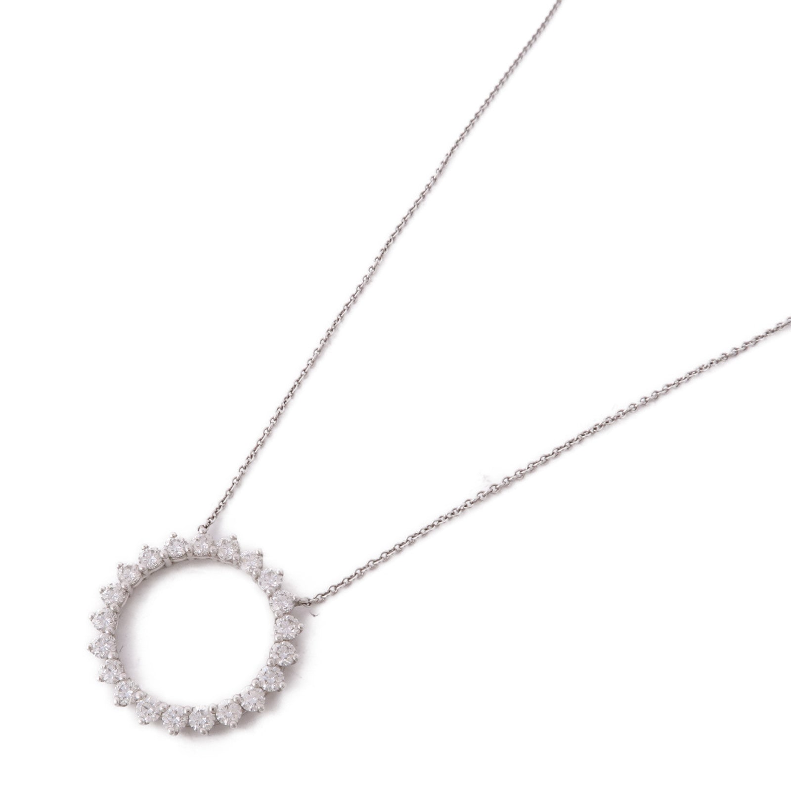 TIFFANY＆CO PT950鉑金Open Circle Necklace鑽石項鍊