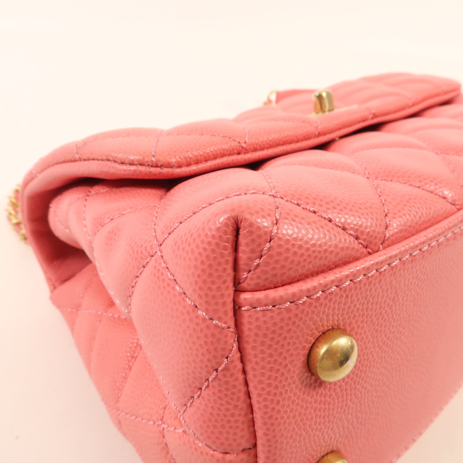 CHANEL 牛皮皮革Coco Handle Small金扣鏈帶手挽肩背兩用袋