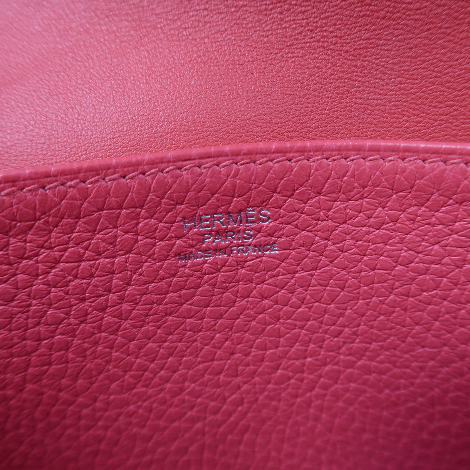 HERMES Clemence皮革Halzen 25銀扣手挽肩背兩用袋桃紅色