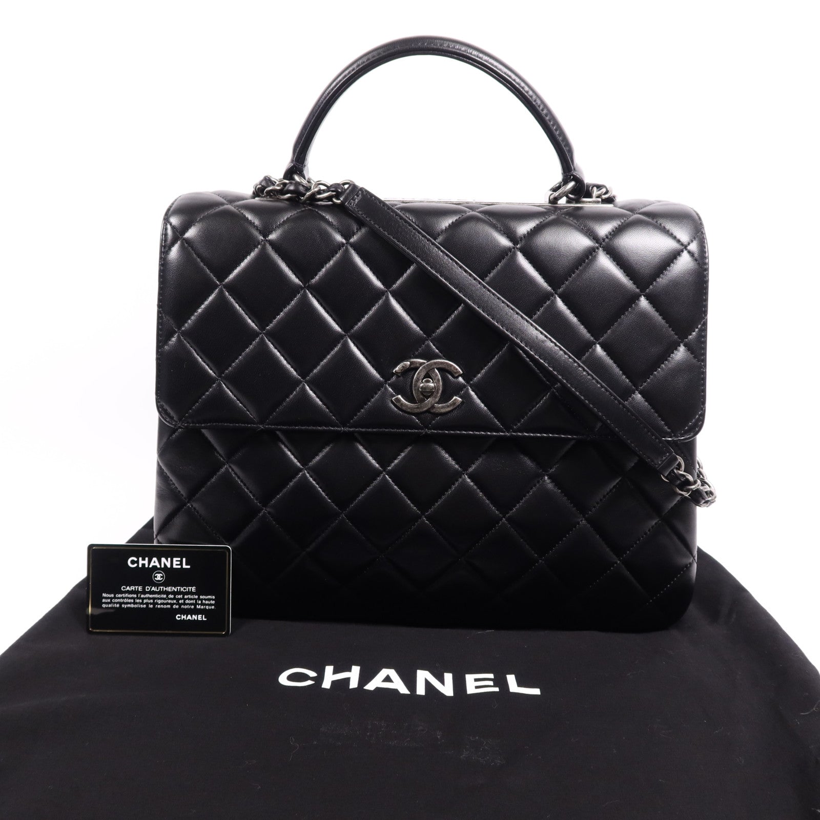 CHANEL 羊皮皮革Trendy cc銀扣鏈帶肩背袋