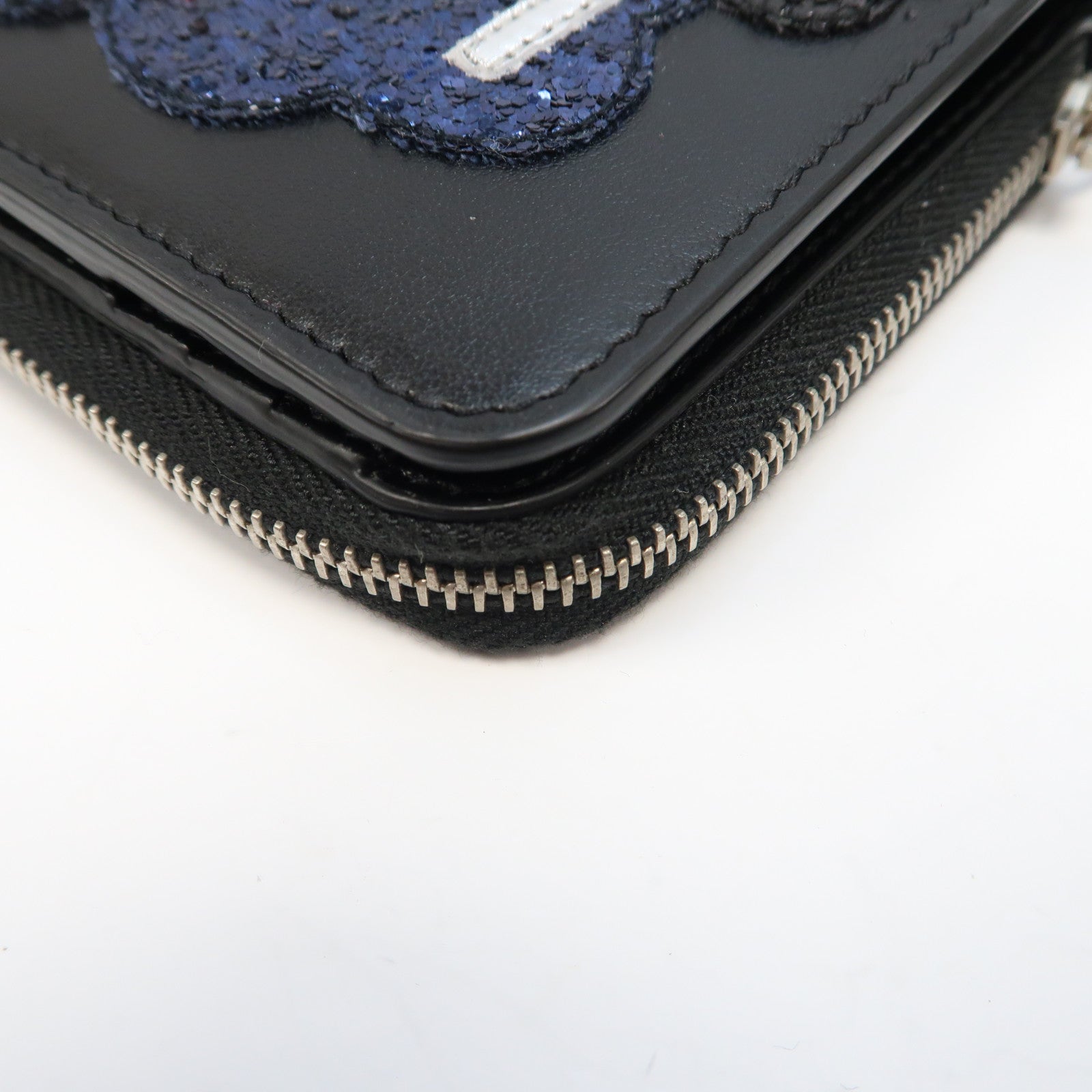 SAINT LAURENT 皮革Wallet銀扣錢包黑色