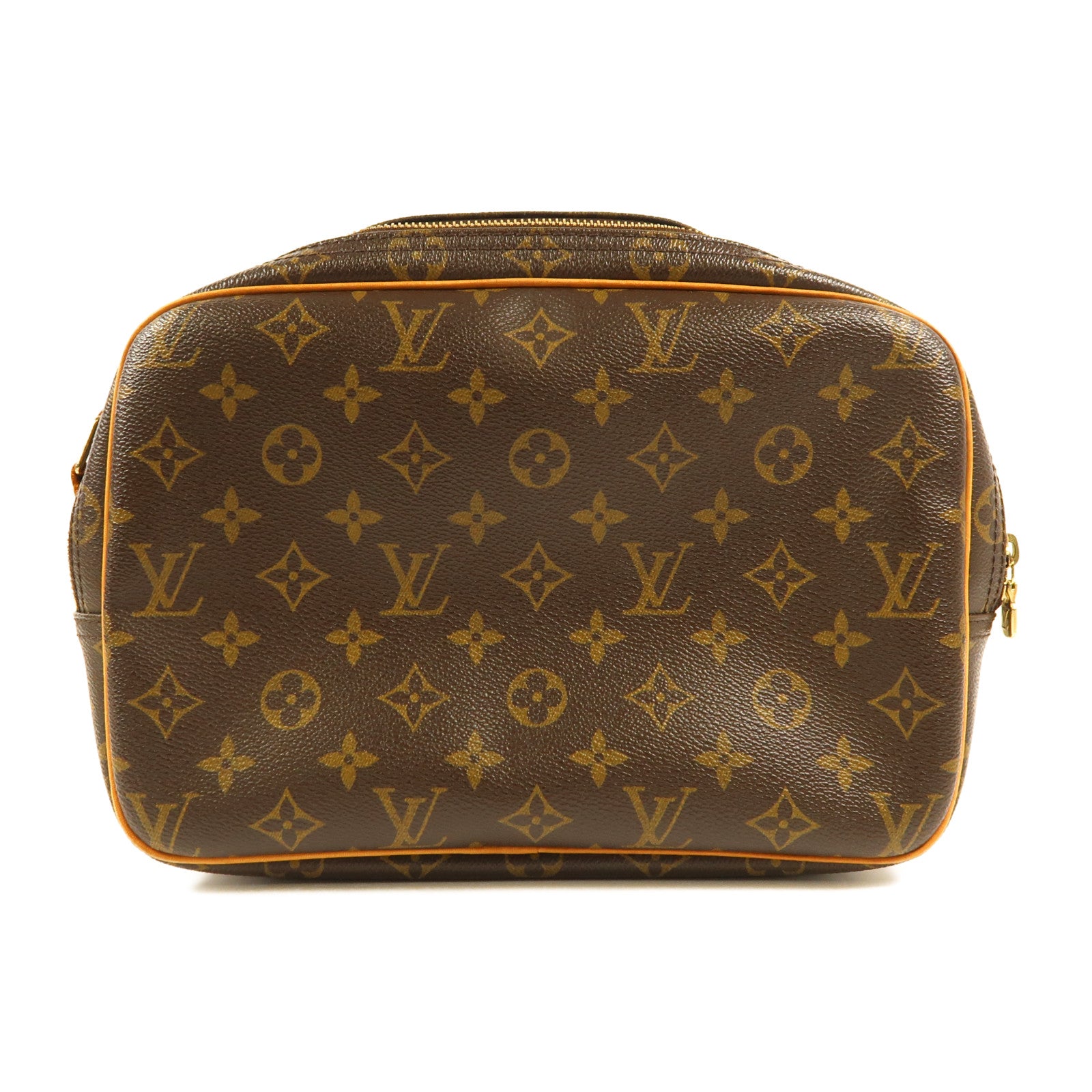 LOUIS VUITTON Monogram Reporter PM金扣肩背袋棕色