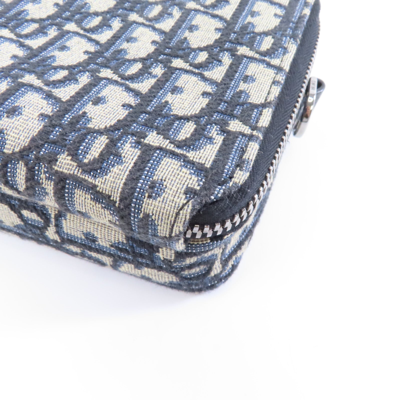 Dior 帆布Zipped Pouch With Strap銀扣肩背袋藍色