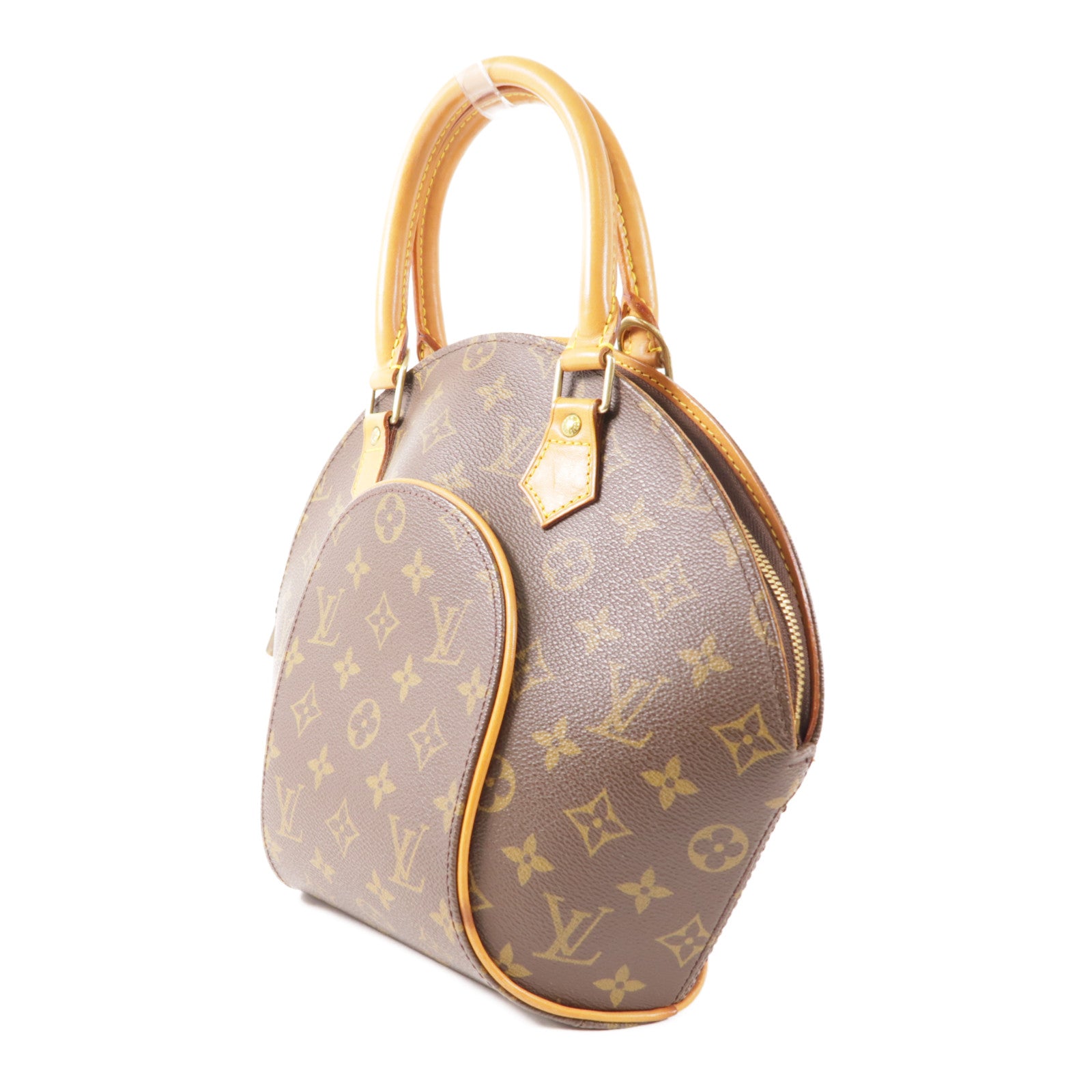 LOUIS VUITTON Monogram Ellipse PM金扣手挽袋棕色