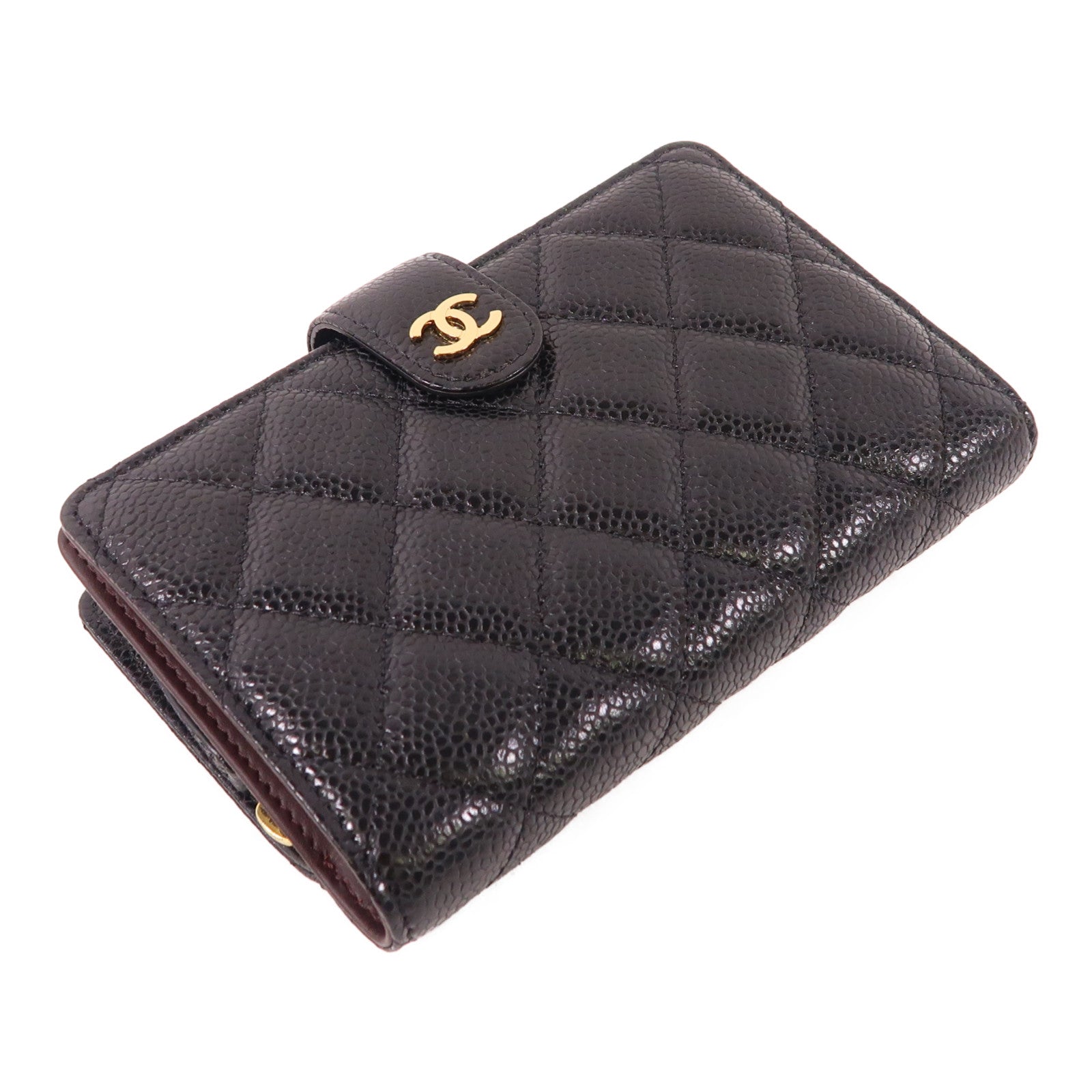 CHANEL 牛皮皮革Fold Wallet金扣錢包