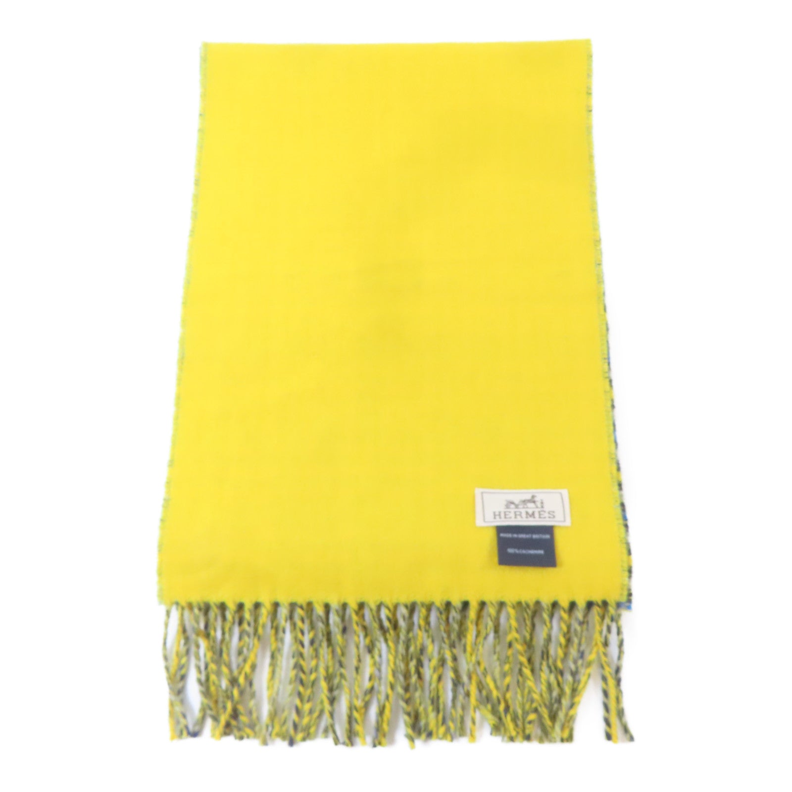 HERMES 羊絨Scarf頸巾藍色/黃色/灰色