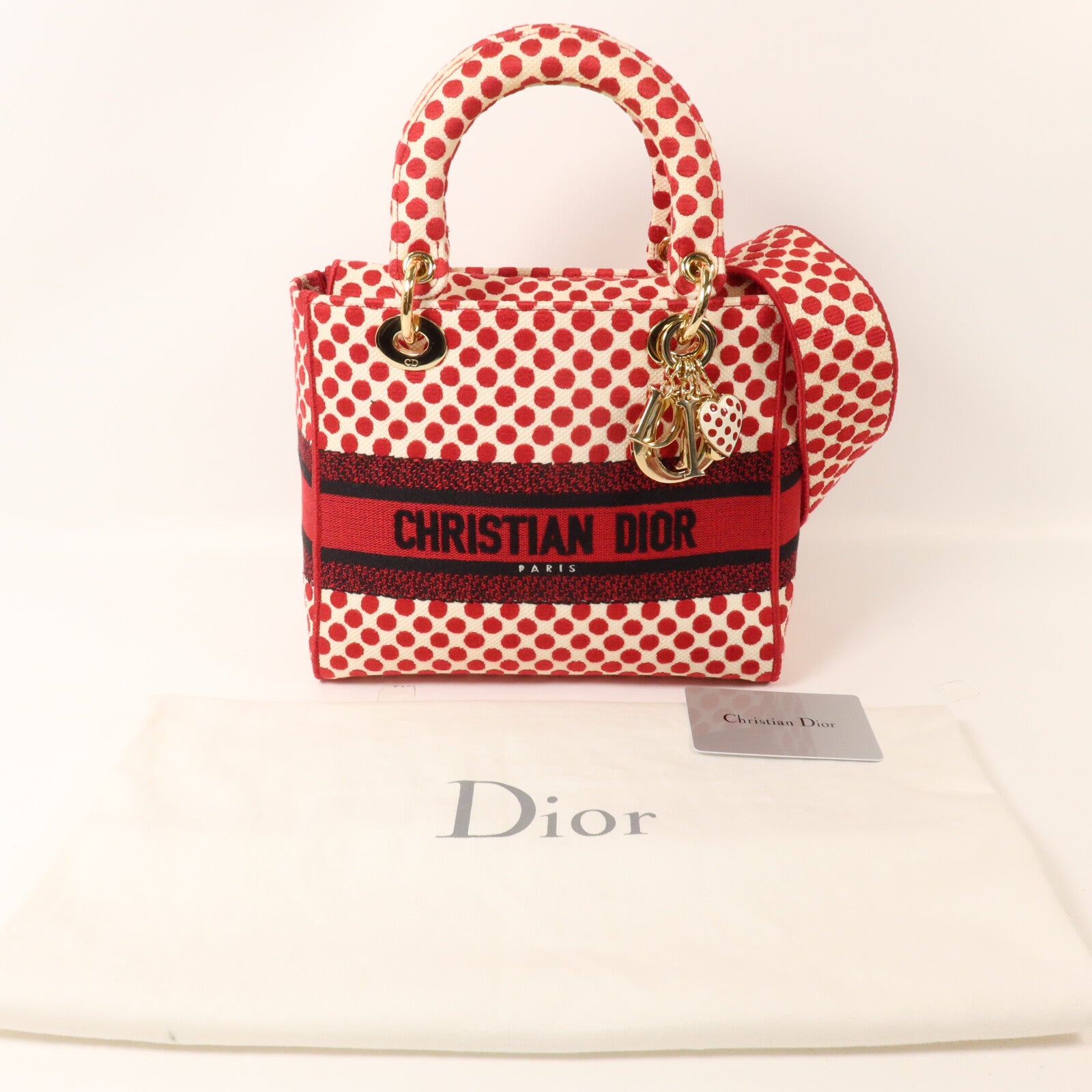 Dior 帆布Polkadot Dioramour Lady D-Lite Bag手挽肩背兩用袋