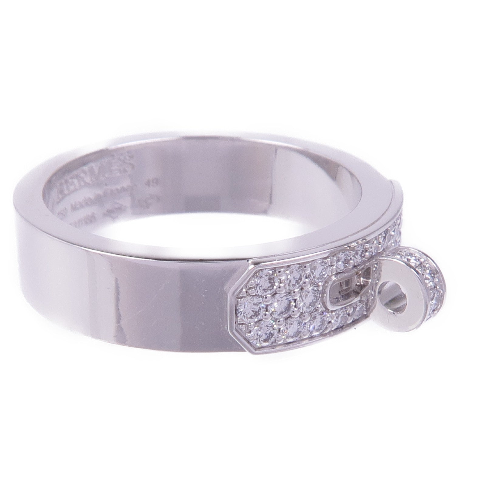 HERMES 18K白金Bague Kelly Ring鑽石戒指Hermes#49/US#4.75