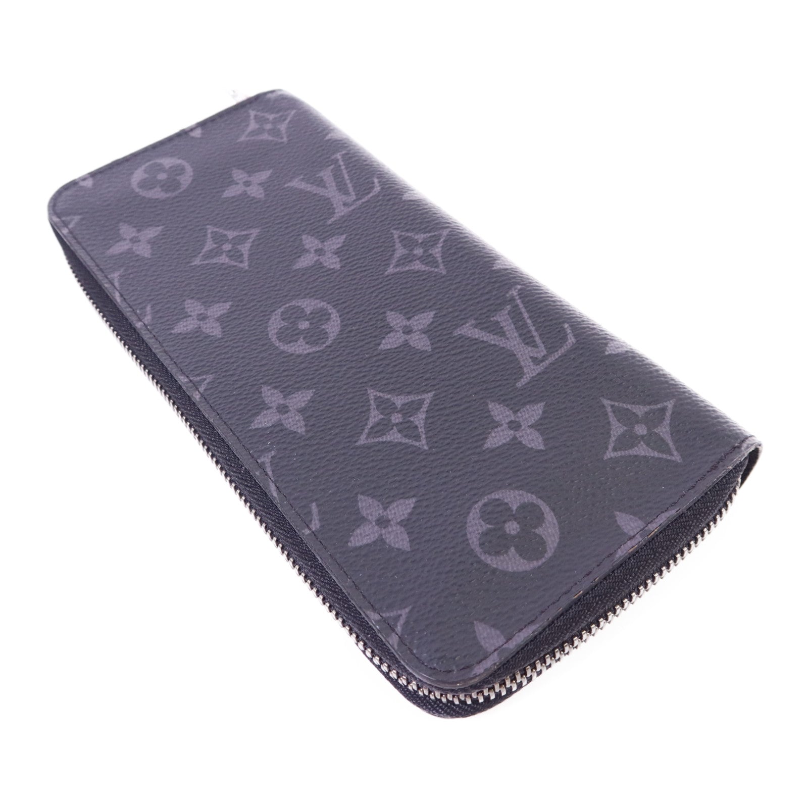 LOUIS VUITTON Monogram EclipseZippy Vertical Wallet銀扣長錢包