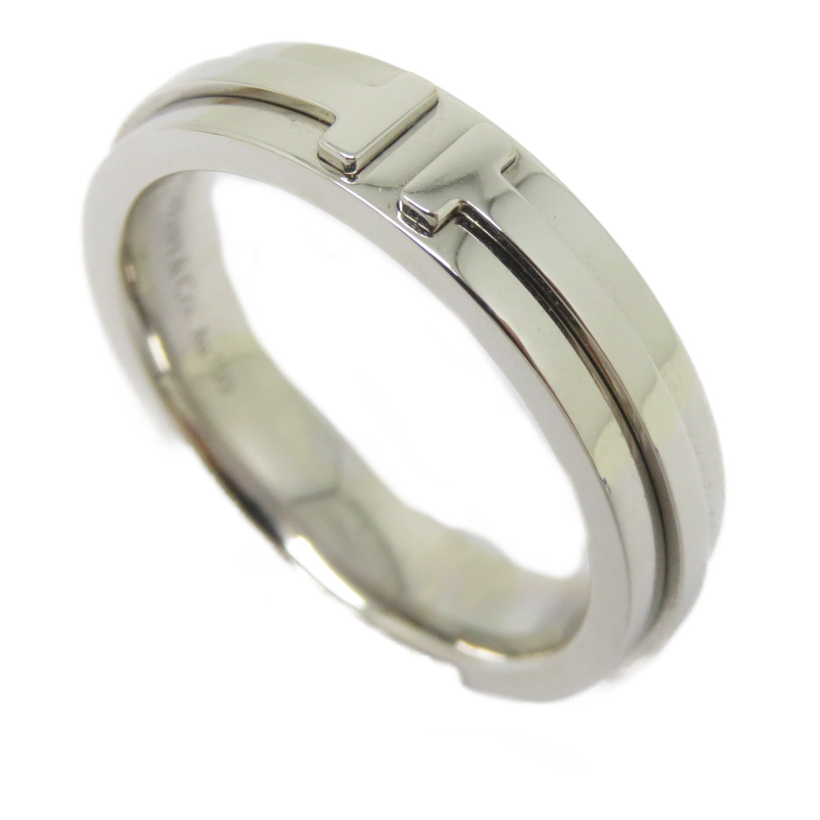 TIFFANY＆CO 18K白金T Two Ring戒指Tiffany#53/US#6.25