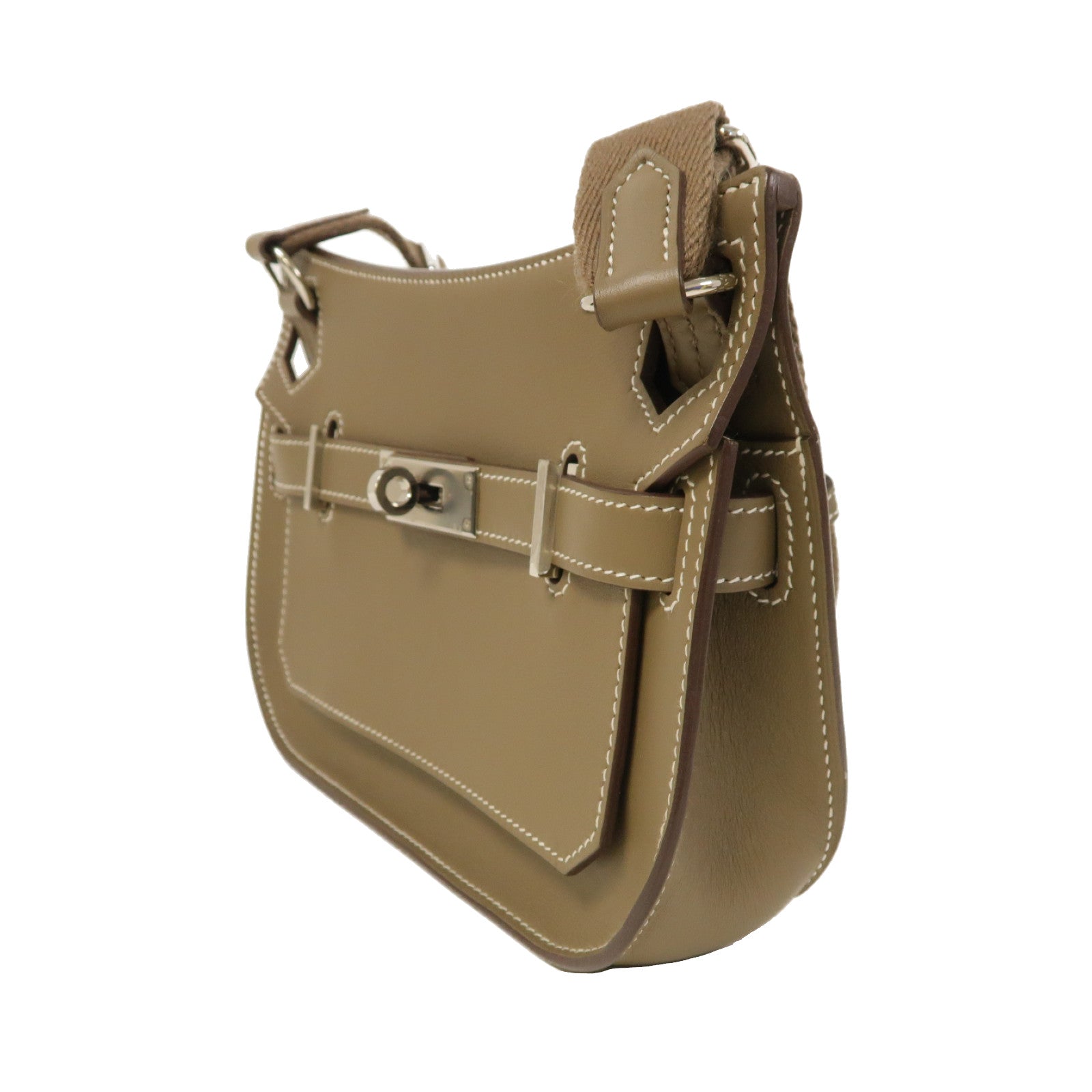 HERMES Swift皮革Mini Jypsiere銀扣肩背袋大象灰色