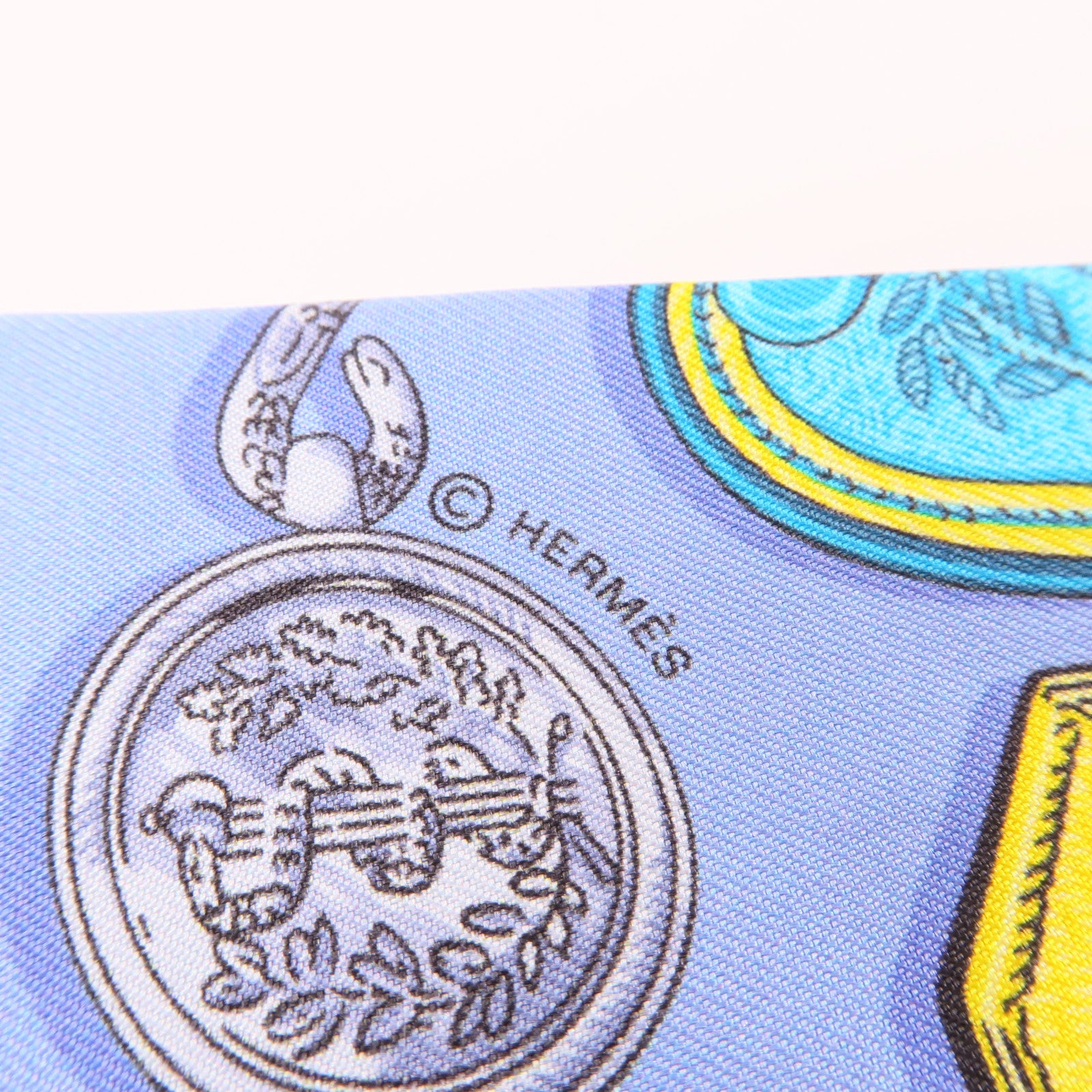 HERMES【激減優惠】 絲質Twilly絲巾藍色/黃色