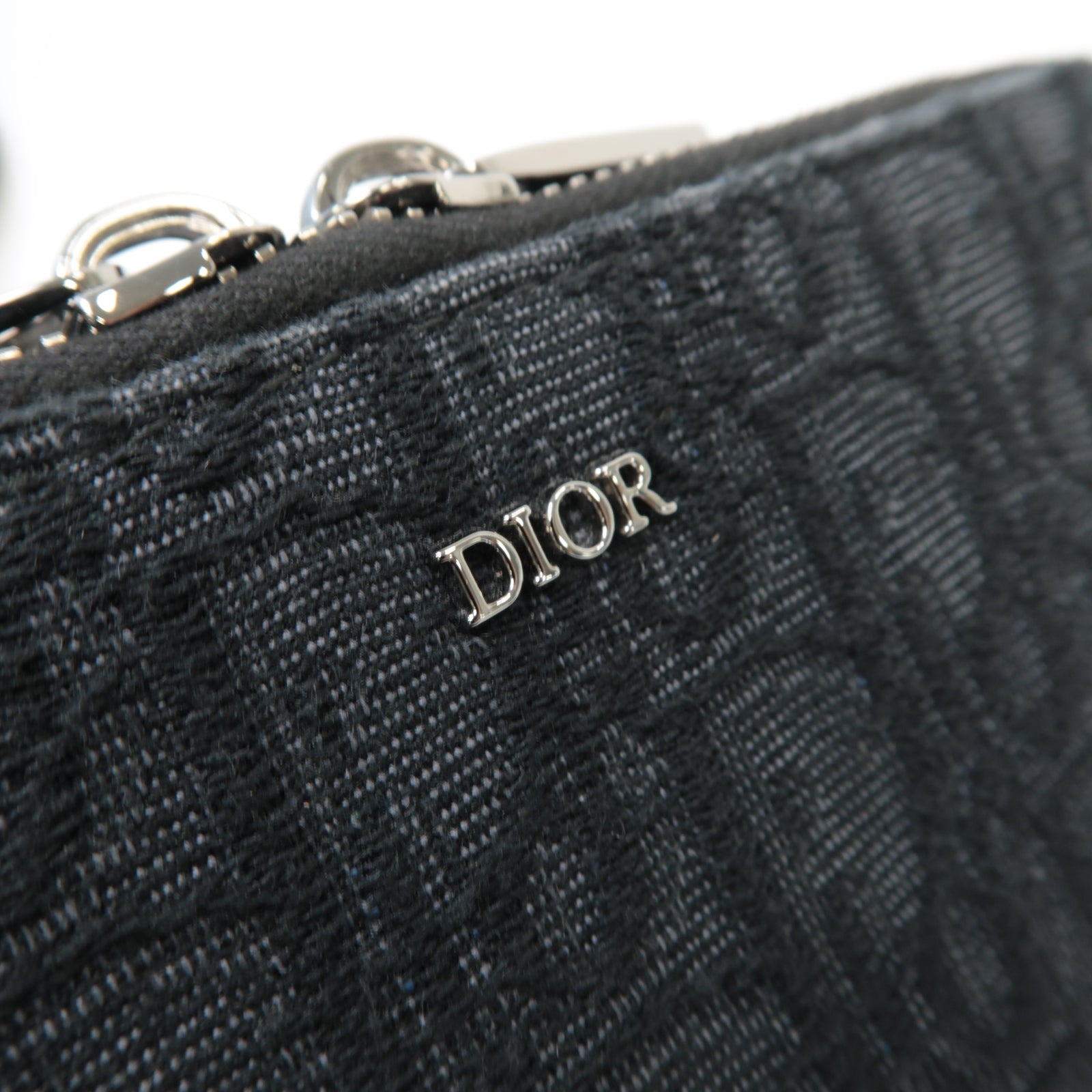 Dior 【激減優惠】帆布Oblique銀扣肩背袋黑色
