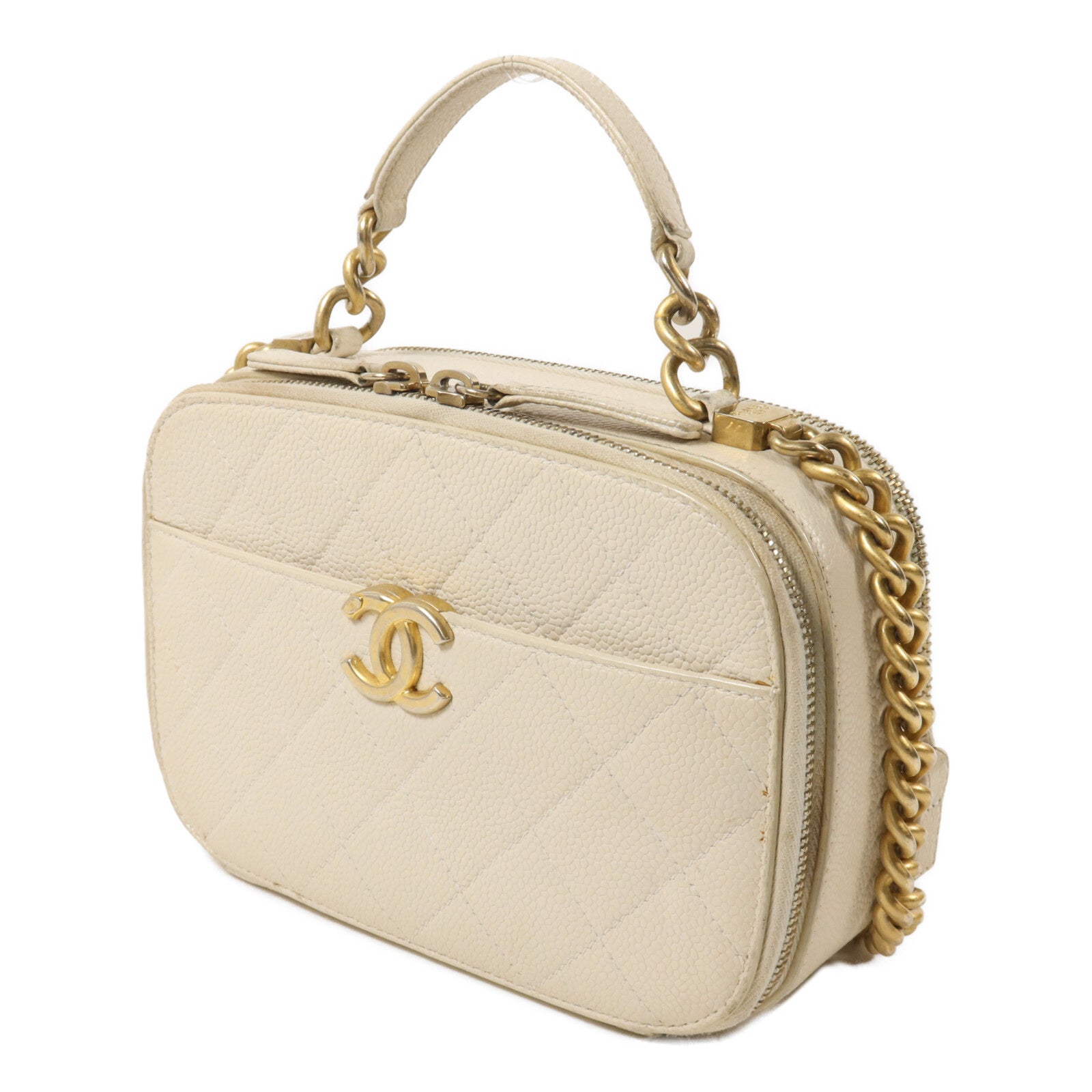 CHANEL 牛皮皮革Camera Case With Top Handle鏈帶手挽肩背兩用袋