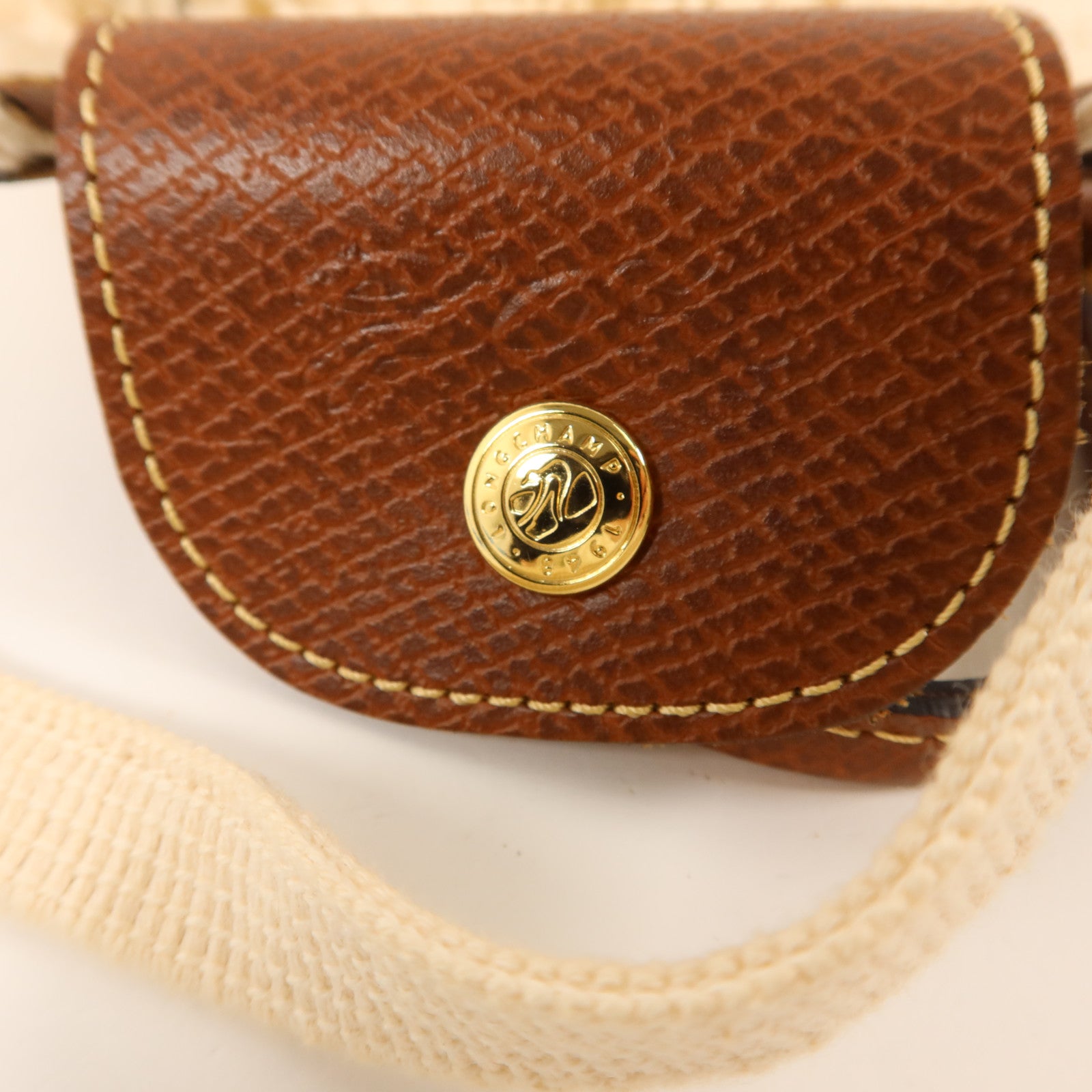 Longchamp 針織布料Le Pliage Filet金扣手挽肩背兩用袋