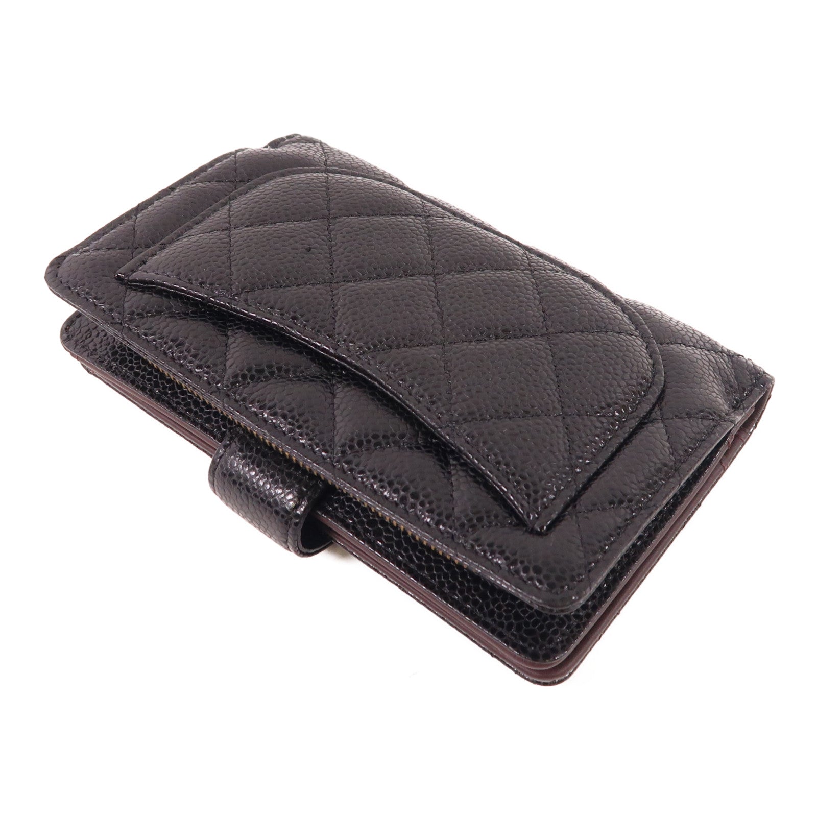 CHANEL 牛皮皮革Fold Wallet金扣錢包